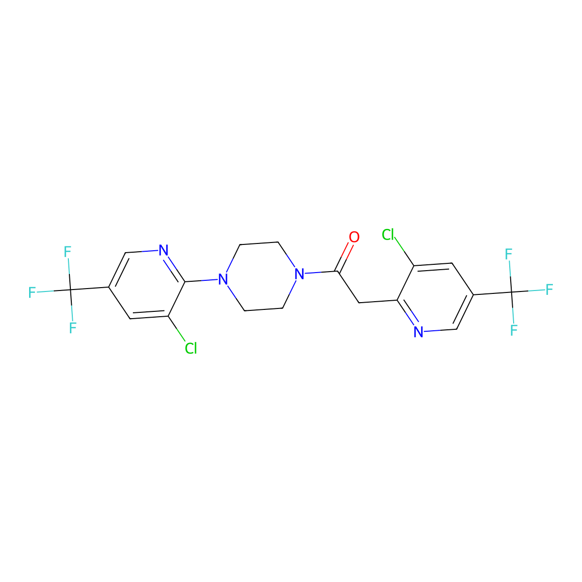2-[3-Chloro-5-(trifluoromethyl)-2-pyridinyl]-1-{4-[3-chloro-5-(trifluoromethyl)-2-pyridinyl]piperazino}-1-ethanone molecular structure, CAS 691858-19-2