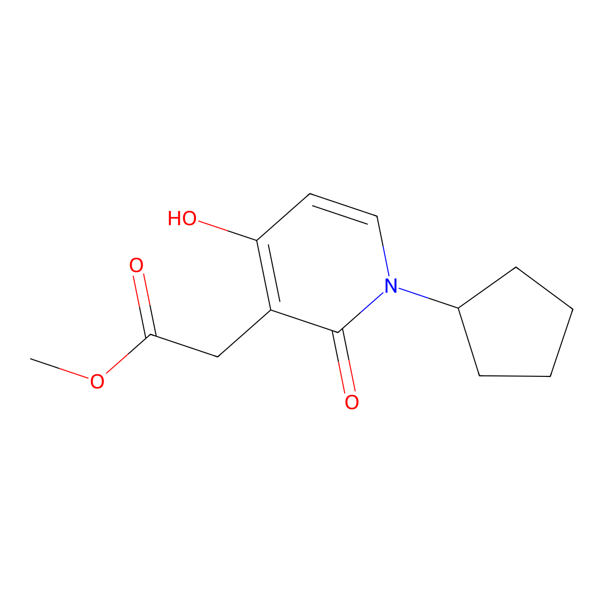 Methyl 2-(1-cyclopentyl-4-hydroxy-2-oxo-1,2-dihydro-3-pyridinyl)acetate molecular structure, CAS 691858-20-5