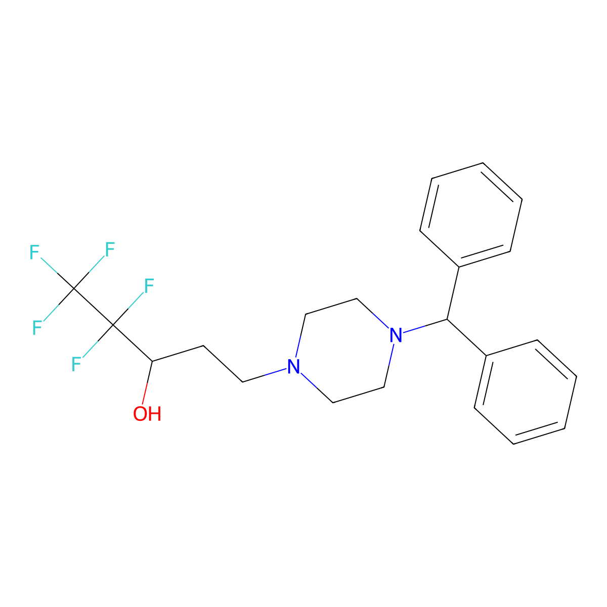5-(4-Benzhydrylpiperazino)-1,1,1,2,2-pentafluoro-3-pentanol molecular structure, CAS 691858-23-8