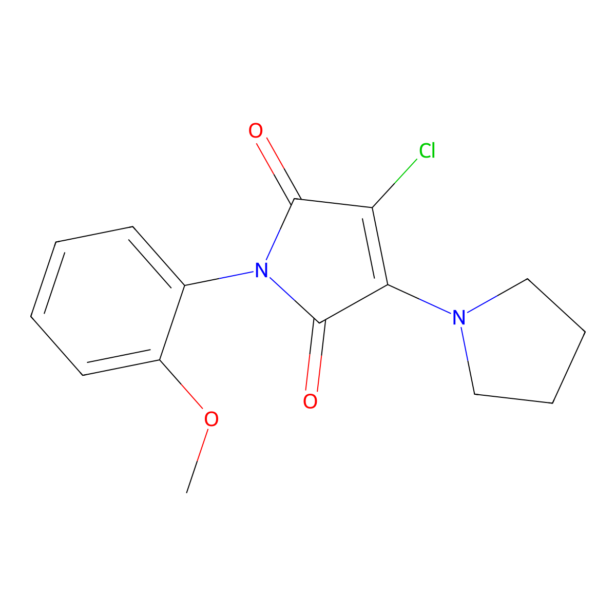 3-Chloro-1-(2-methoxyphenyl)-4-pyrrolidin-1-ylpyrrole-2,5-dione molecular structure, CAS 691860-55-6