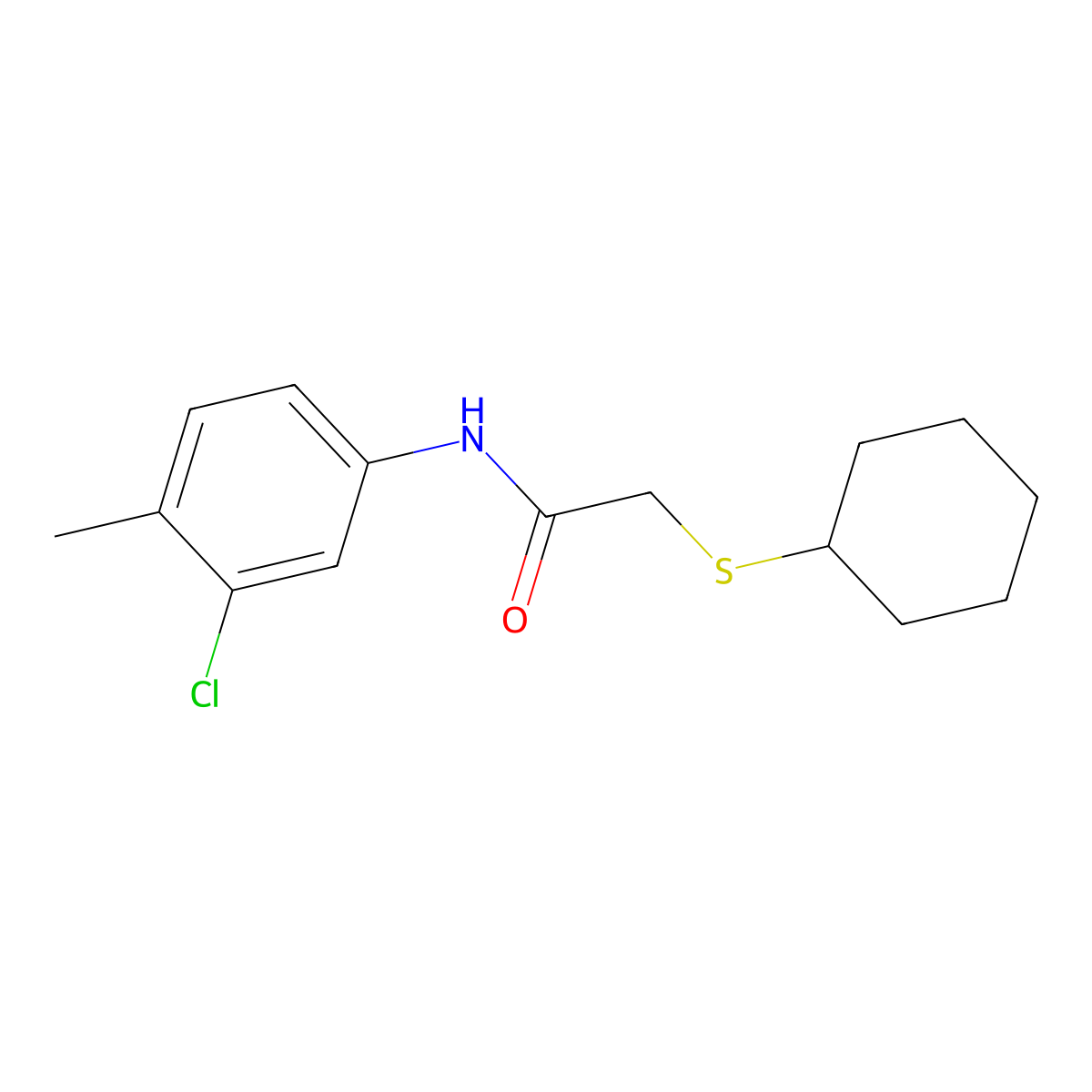 N-(3-chloro-4-methylphenyl)-2-cyclohexylsulfanylacetamide molecular structure, CAS 691860-62-5