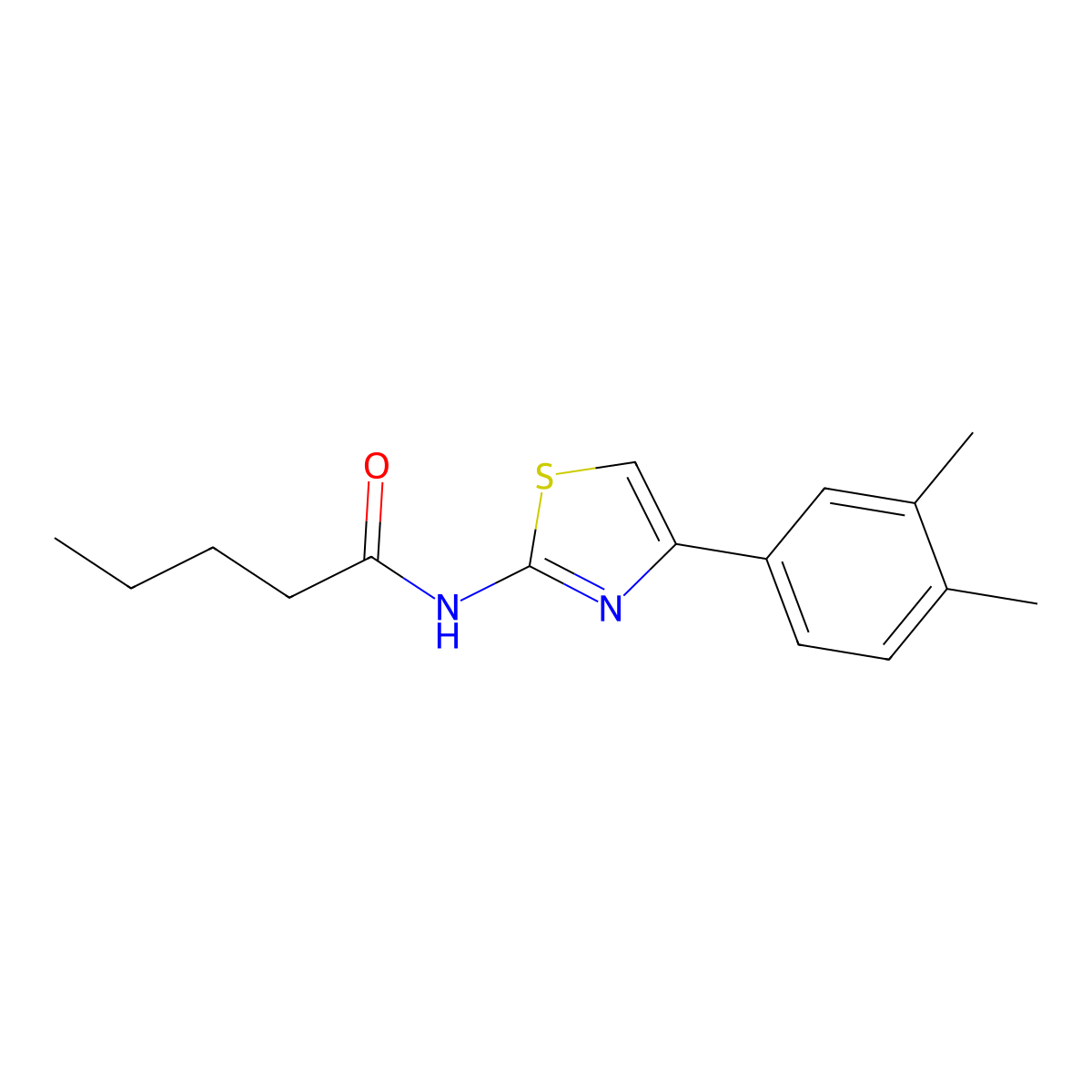 N-[4-(3,4-dimethylphenyl)-1,3-thiazol-2-yl]pentanamide molecular structure, CAS 691860-71-6