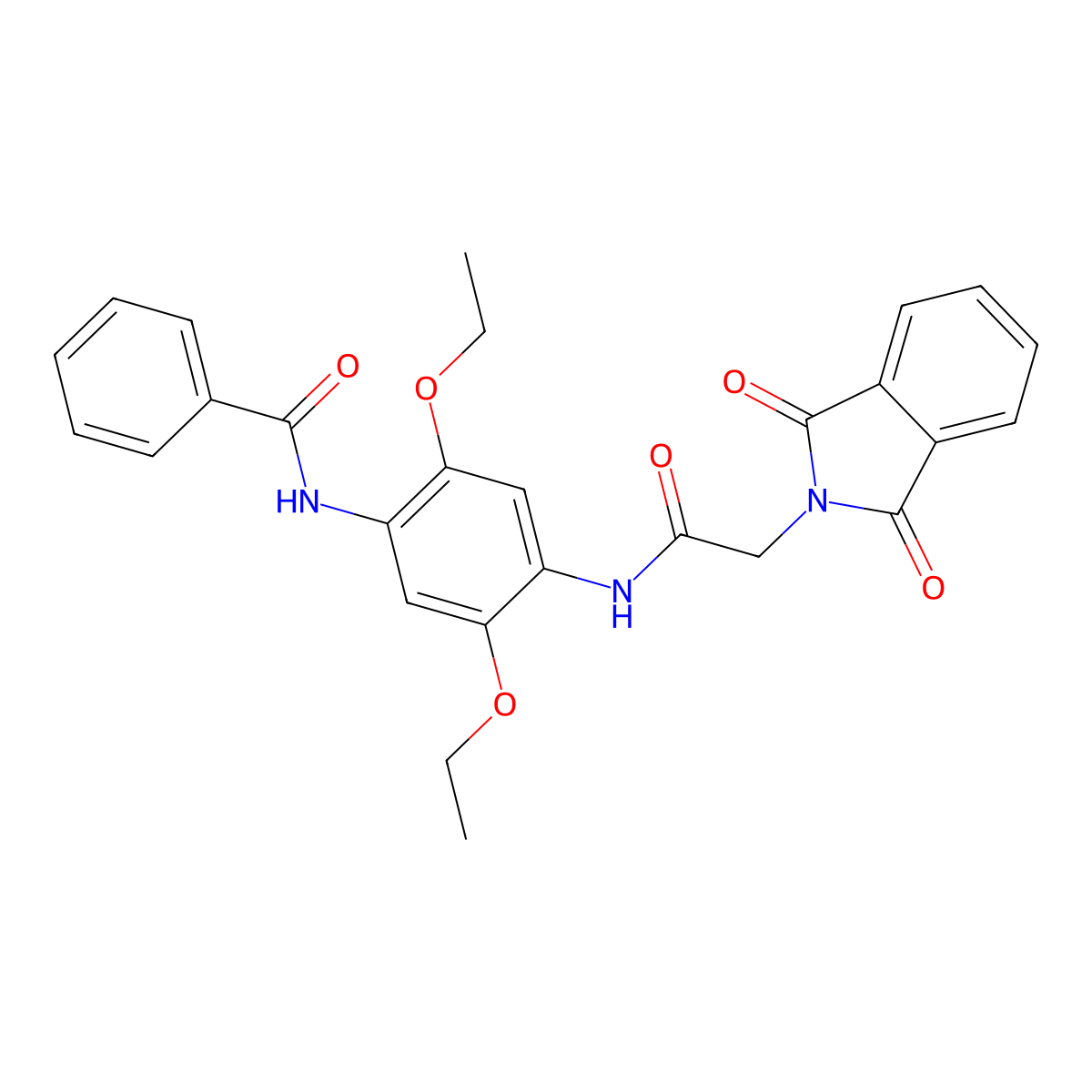 N-[2,5-diethoxy-4-(phenylcarbonylamino)phenyl]-2-(1,3-dioxobenzo[c]azolin-2-yl)acetamide molecular structure, CAS 691861-19-5