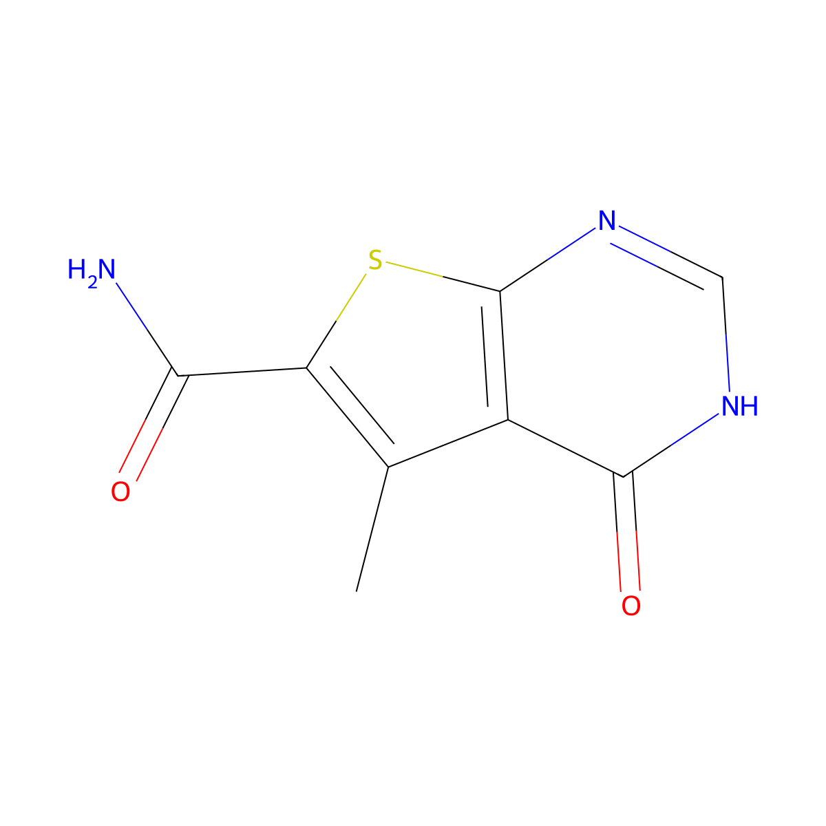 5-methyl-4-oxo-3H,4H-thieno(2,3-d)pyrimidine-6-carboxamide molecular structure, CAS 691862-37-0