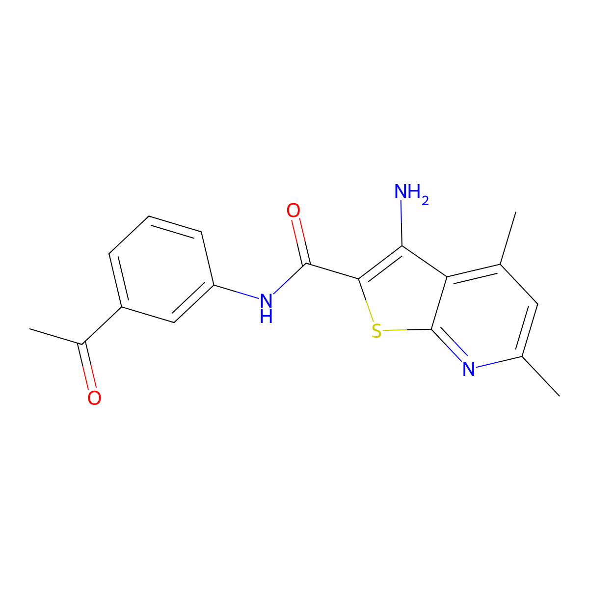 N-(3-Acetylphenyl)-3-amino-4,6-dimethylthieno[2,3-b]pyridine-2-carboxamide molecular structure, CAS 691866-86-1