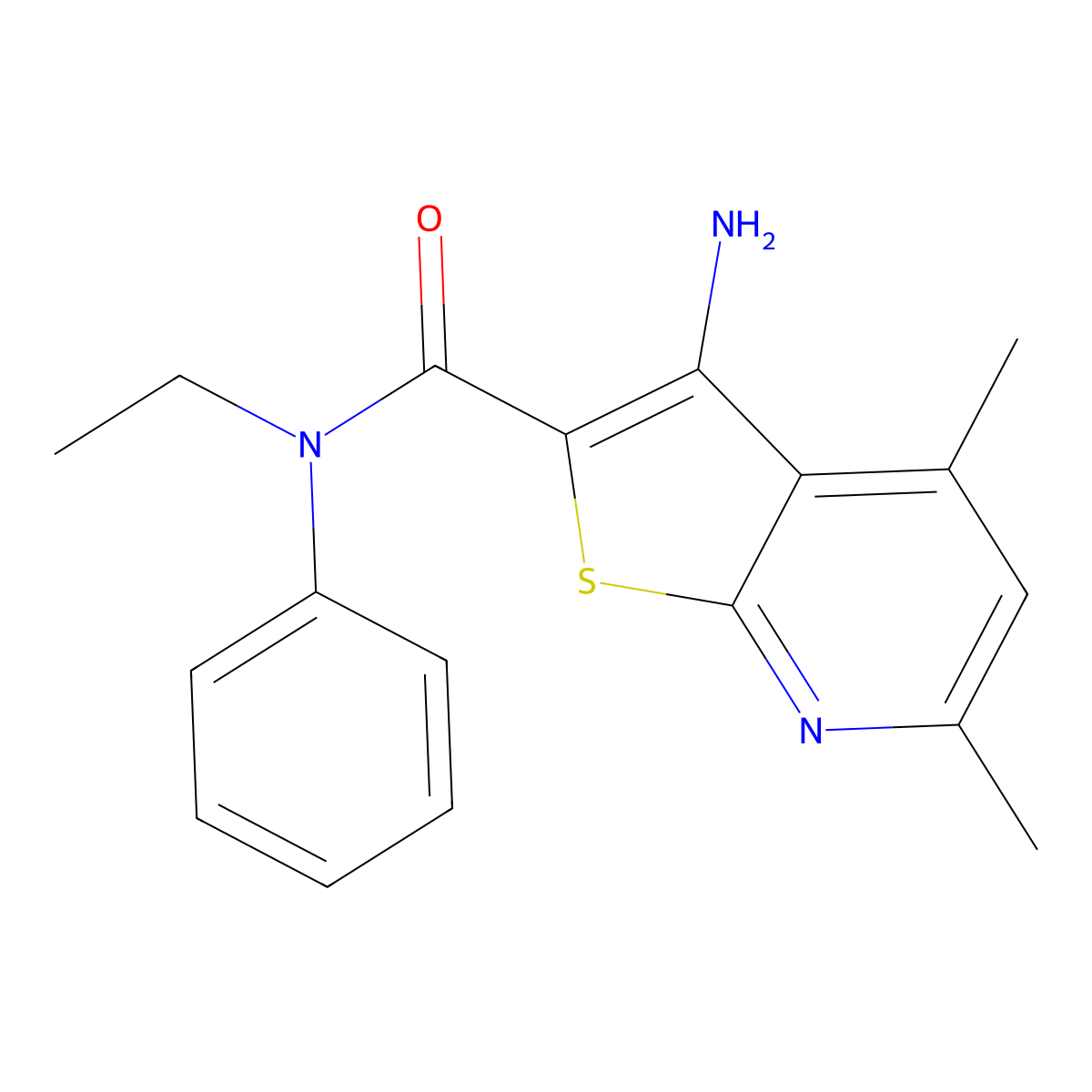 3-amino-N-ethyl-4,6-dimethyl-N-phenylthieno[2,3-b]pyridine-2-carboxamide molecular structure, CAS 691866-96-3