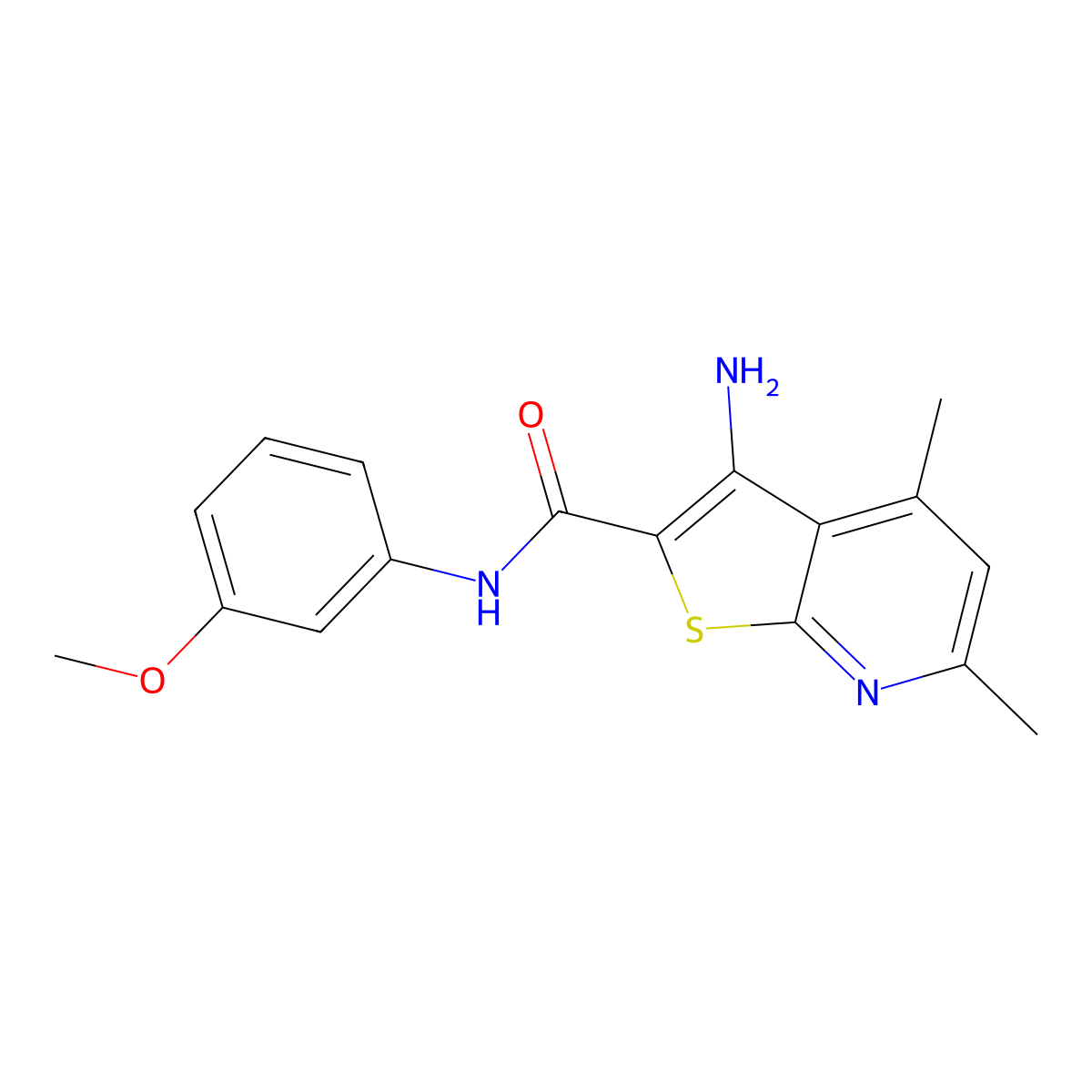 3-amino-N-(3-methoxyphenyl)-4,6-dimethylthieno[2,3-b]pyridine-2-carboxamide molecular structure, CAS 691866-97-4