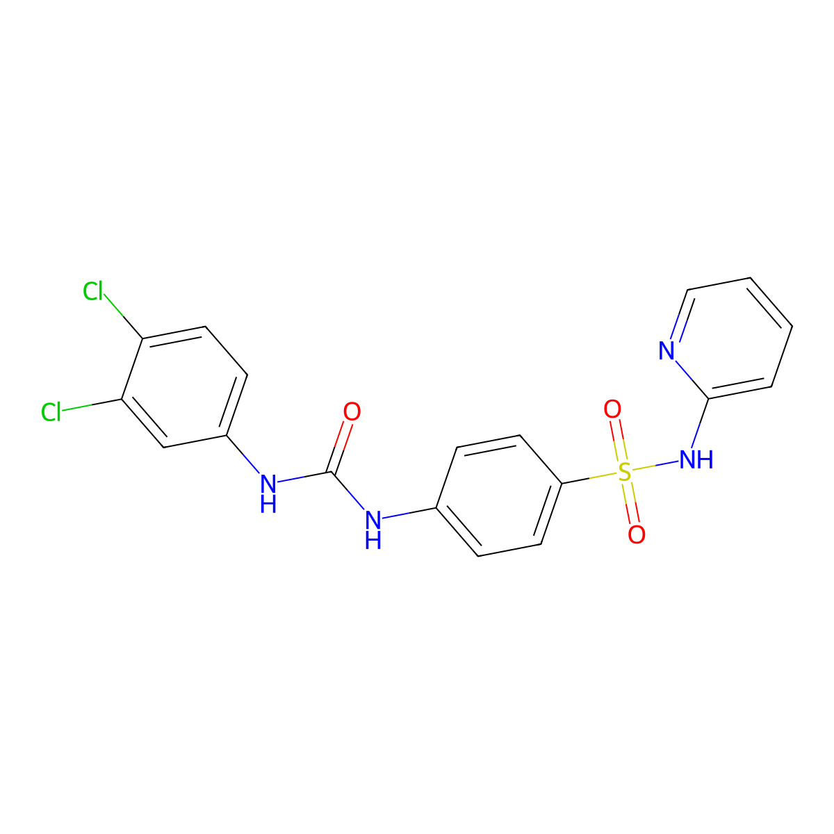 4-{[(3,4-dichlorophenyl)carbamoyl]amino}-N-(pyridin-2-yl)benzenesulfonamide molecular structure, CAS 691867-04-6