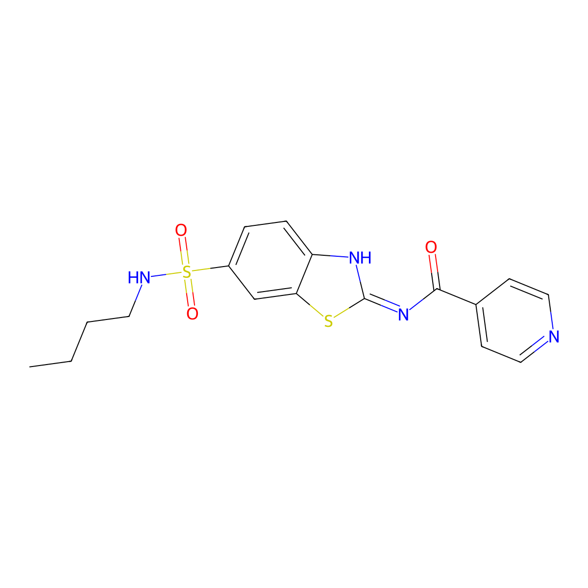 N-[6-(butylsulfamoyl)-1,3-benzothiazol-2-yl]pyridine-4-carboxamide molecular structure, CAS 691867-37-5
