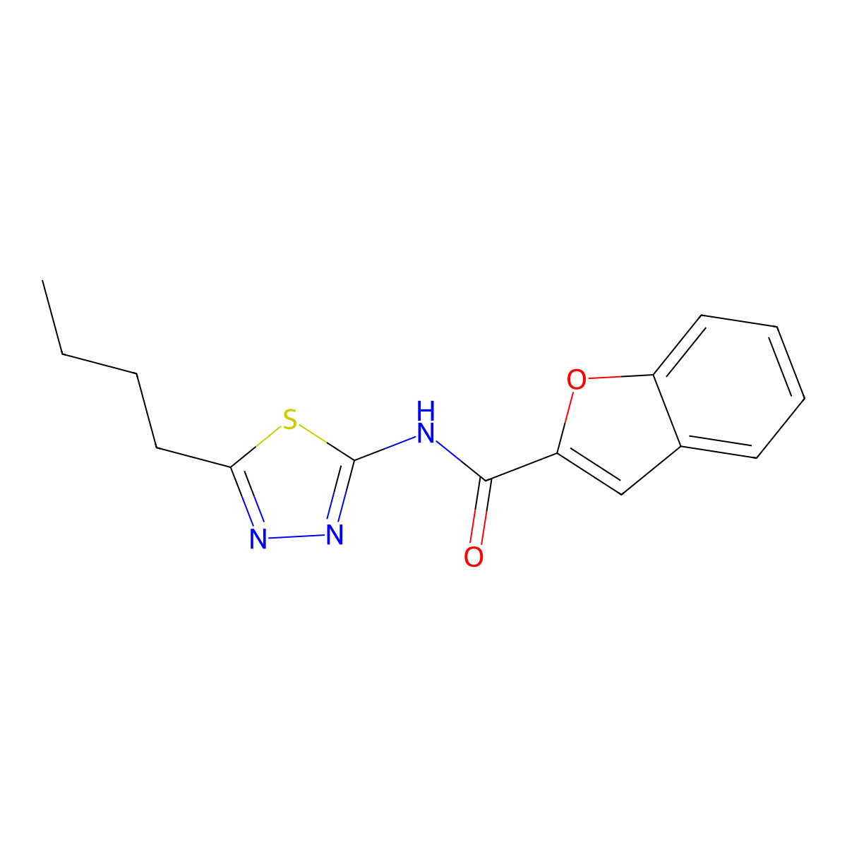N-(5-butyl-1,3,4-thiadiazol-2-yl)-1-benzofuran-2-carboxamide molecular structure, CAS 691867-86-4