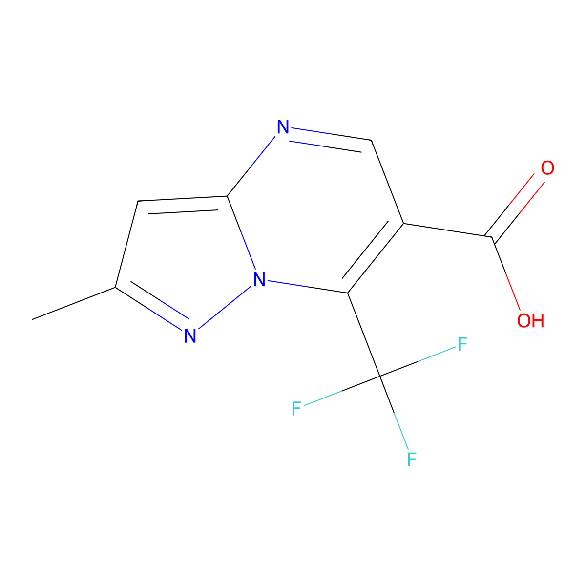 2-Methyl-7-(trifluoromethyl)pyrazolo[1,5-a]pyrimidine-6-carboxylic acid molecular structure, CAS 691868-52-7