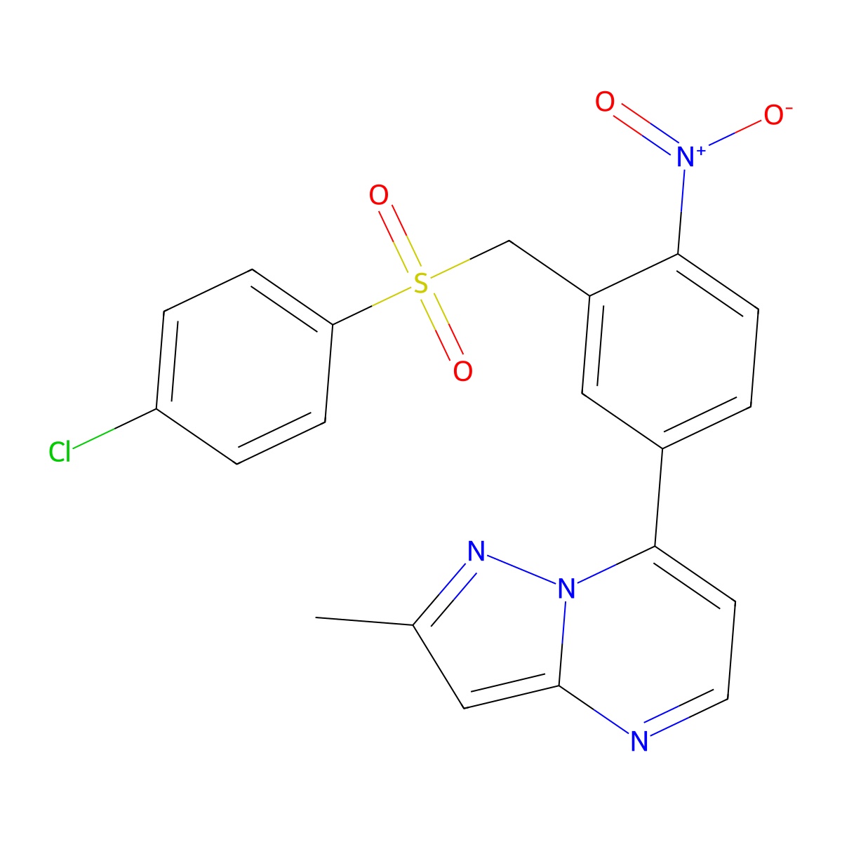4-Chlorophenyl 5-(2-methylpyrazolo[1,5-A]pyrimidin-7-YL)-2-nitrobenzyl sulfone molecular structure, CAS 691868-58-3