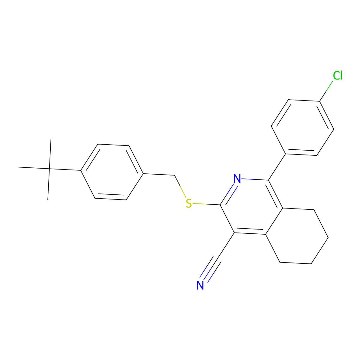 3-{[4-(Tert-butyl)benzyl]sulfanyl}-1-(4-chlorophenyl)-5,6,7,8-tetrahydro-4-isoquinolinecarbonitrile molecular structure, CAS 691868-86-7
