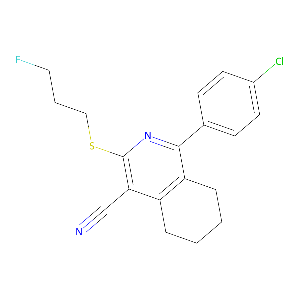 1-(4-Chlorophenyl)-3-[(3-fluoropropyl)sulfanyl]-5,6,7,8-tetrahydro-4-isoquinolinecarbonitrile molecular structure, CAS 691868-87-8