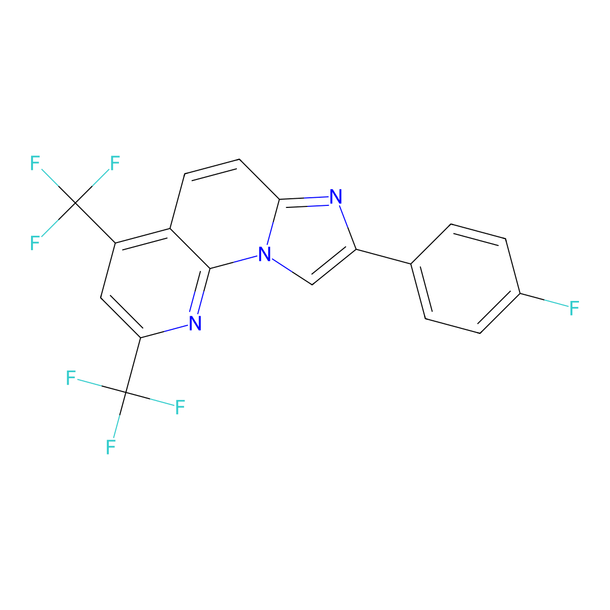 8-(4-Fluorophenyl)-2,4-bis(trifluoromethyl)imidazo[1,2-a][1,8]naphthyridine molecular structure, CAS 691868-91-4