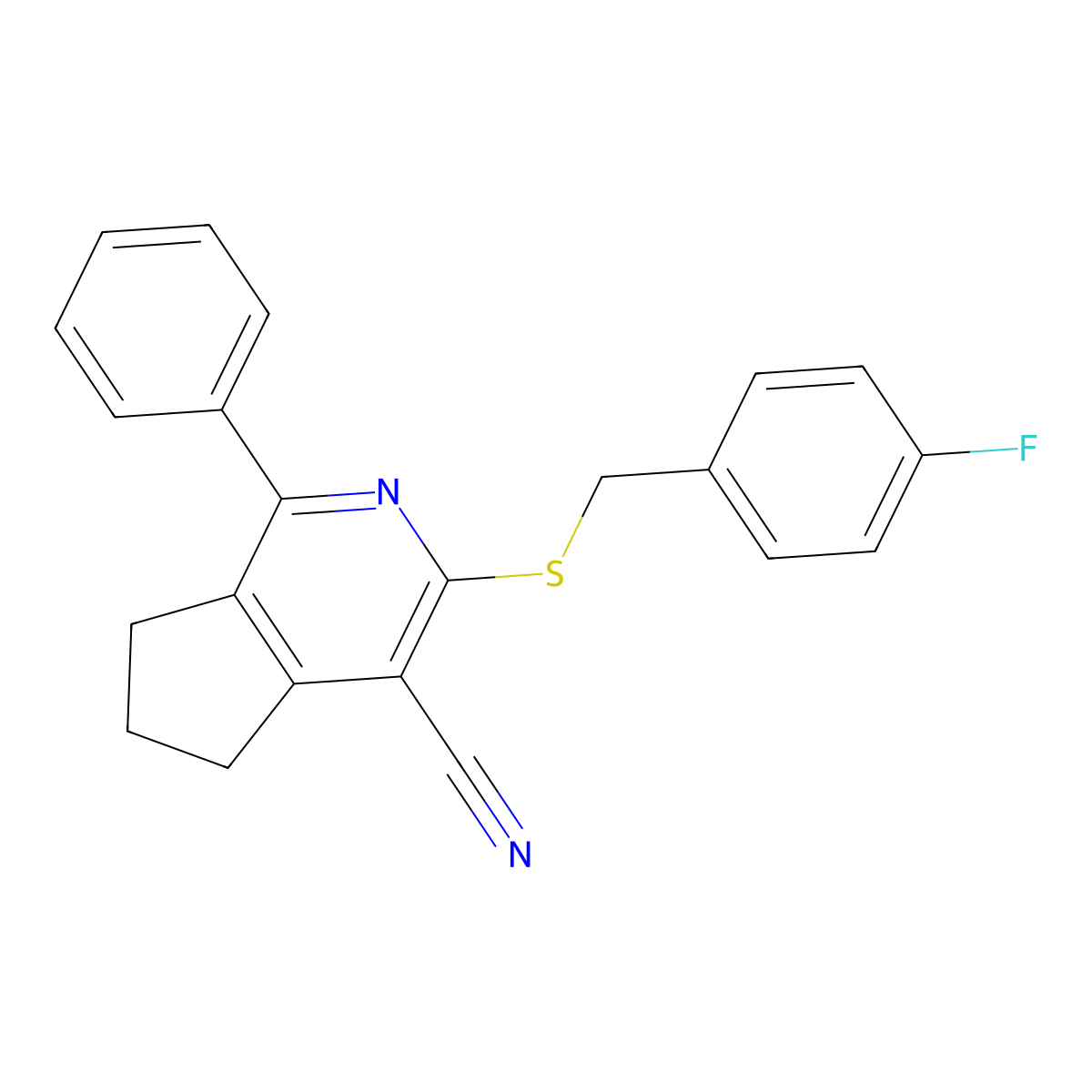 3-[(4-fluorobenzyl)sulfanyl]-1-phenyl-6,7-dihydro-5H-cyclopenta[c]pyridine-4-carbonitrile molecular structure, CAS 691868-93-6