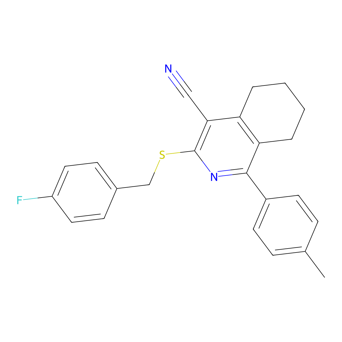 3-[(4-Fluorobenzyl)sulfanyl]-1-(4-methylphenyl)-5,6,7,8-tetrahydro-4-isoquinolinecarbonitrile molecular structure, CAS 691868-94-7
