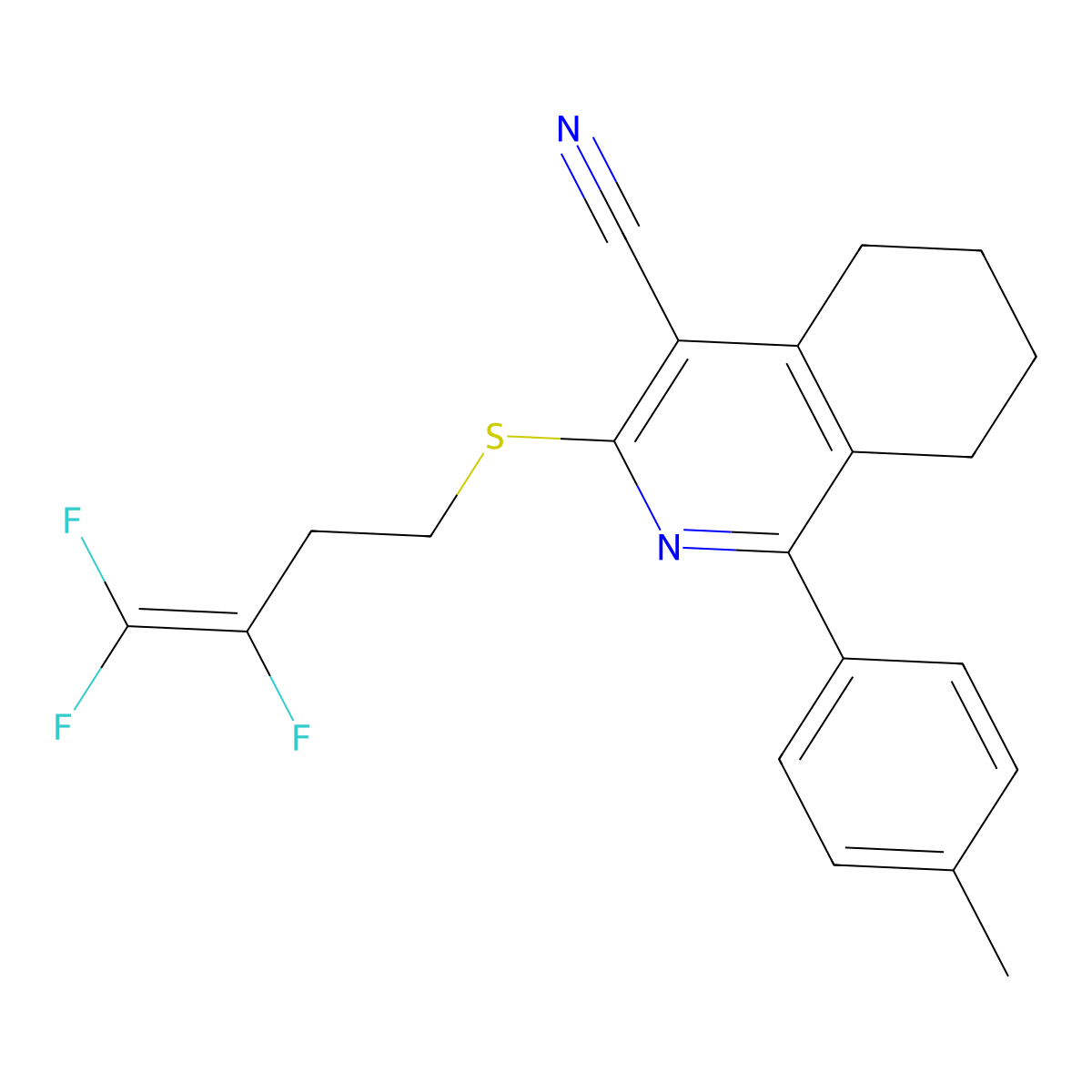 1-(4-Methylphenyl)-3-[(3,4,4-trifluoro-3-butenyl)sulfanyl]-5,6,7,8-tetrahydro-4-isoquinolinecarbonitrile molecular structure, CAS 691868-96-9