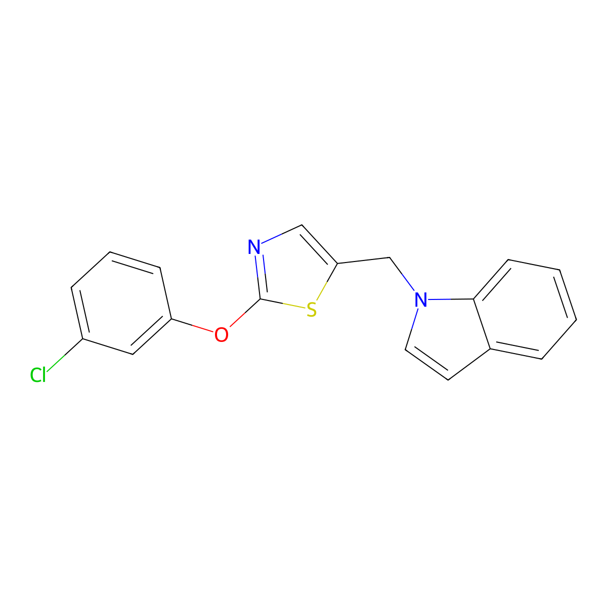 1-{[2-(3-chlorophenoxy)-1,3-thiazol-5-yl]methyl}-1H-indole molecular structure, CAS 691869-02-0