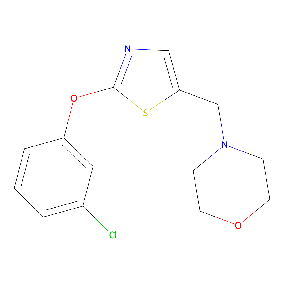 4-{[2-(3-Chlorophenoxy)-1,3-thiazol-5-yl]methyl}morpholine molecular structure, CAS 691869-03-1