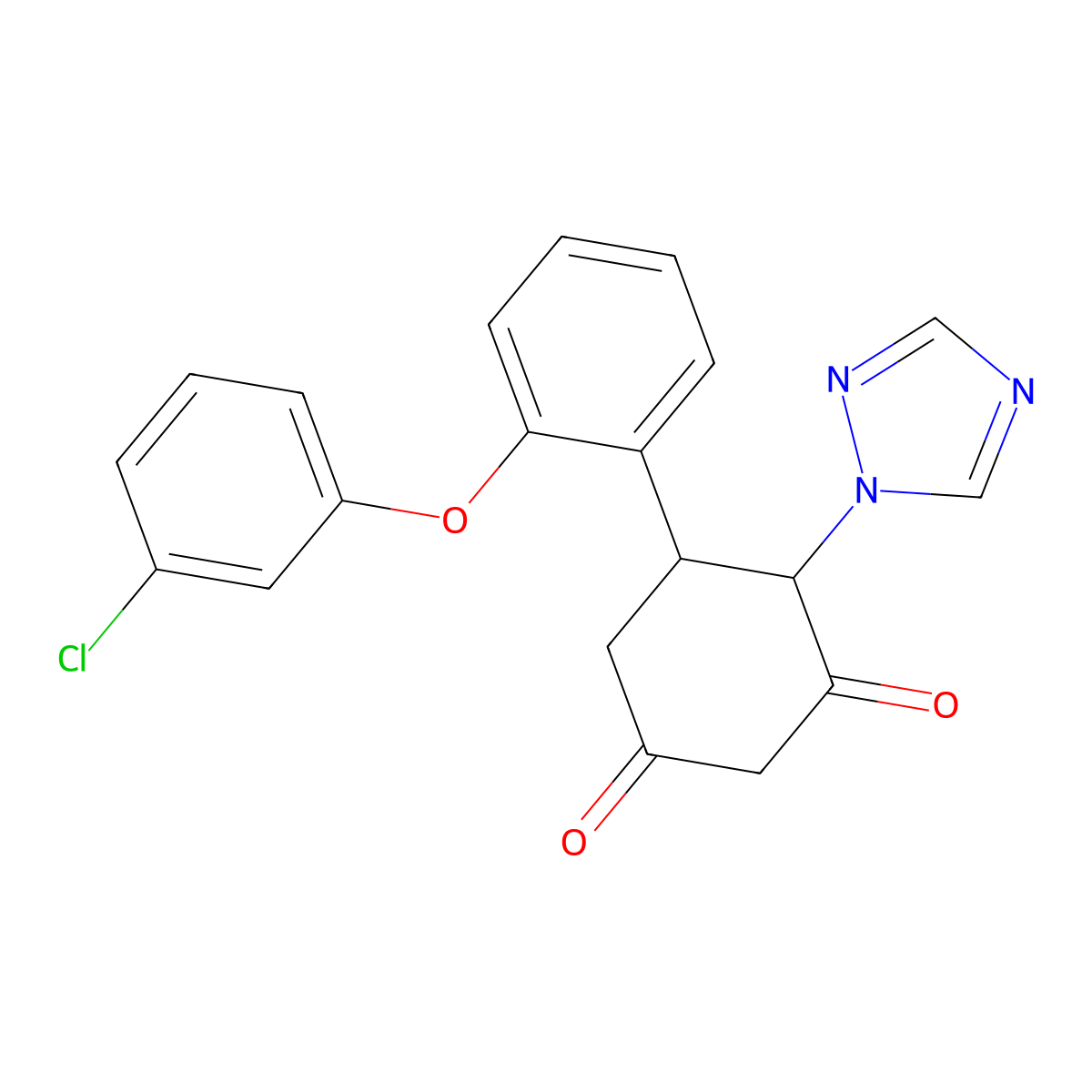5-[2-(3-chlorophenoxy)phenyl]-4-(1H-1,2,4-triazol-1-yl)-1,3-cyclohexanedione molecular structure, CAS 691869-07-5