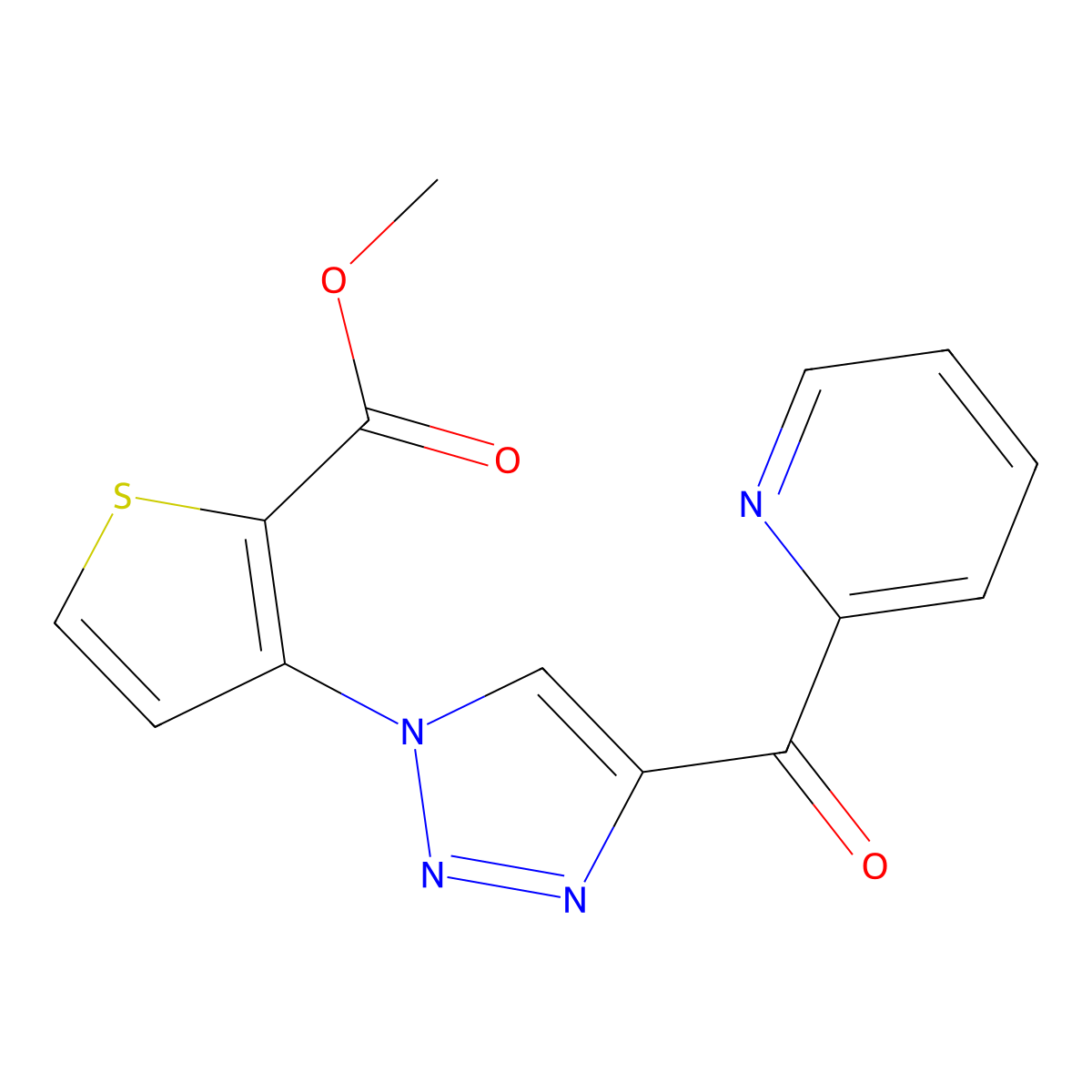methyl 3-[4-(2-pyridinylcarbonyl)-1H-1,2,3-triazol-1-yl]-2-thiophenecarboxylate molecular structure, CAS 691869-08-6