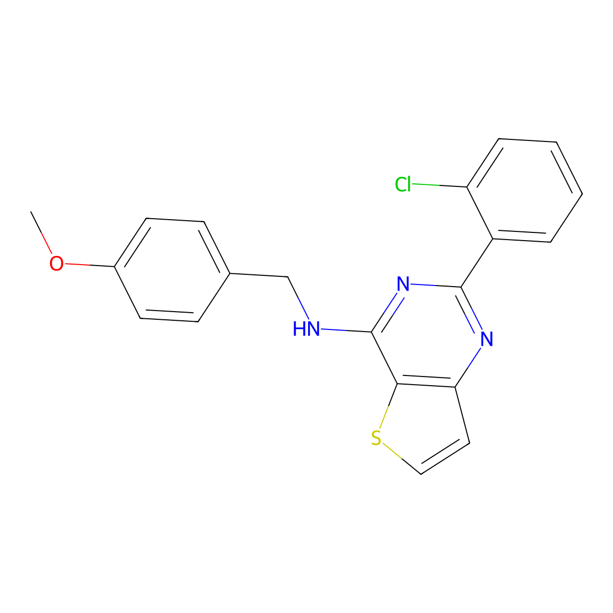 2-(2-chlorophenyl)-N-[(4-methoxyphenyl)methyl]thieno[3,2-d]pyrimidin-4-amine molecular structure, CAS 691869-13-3