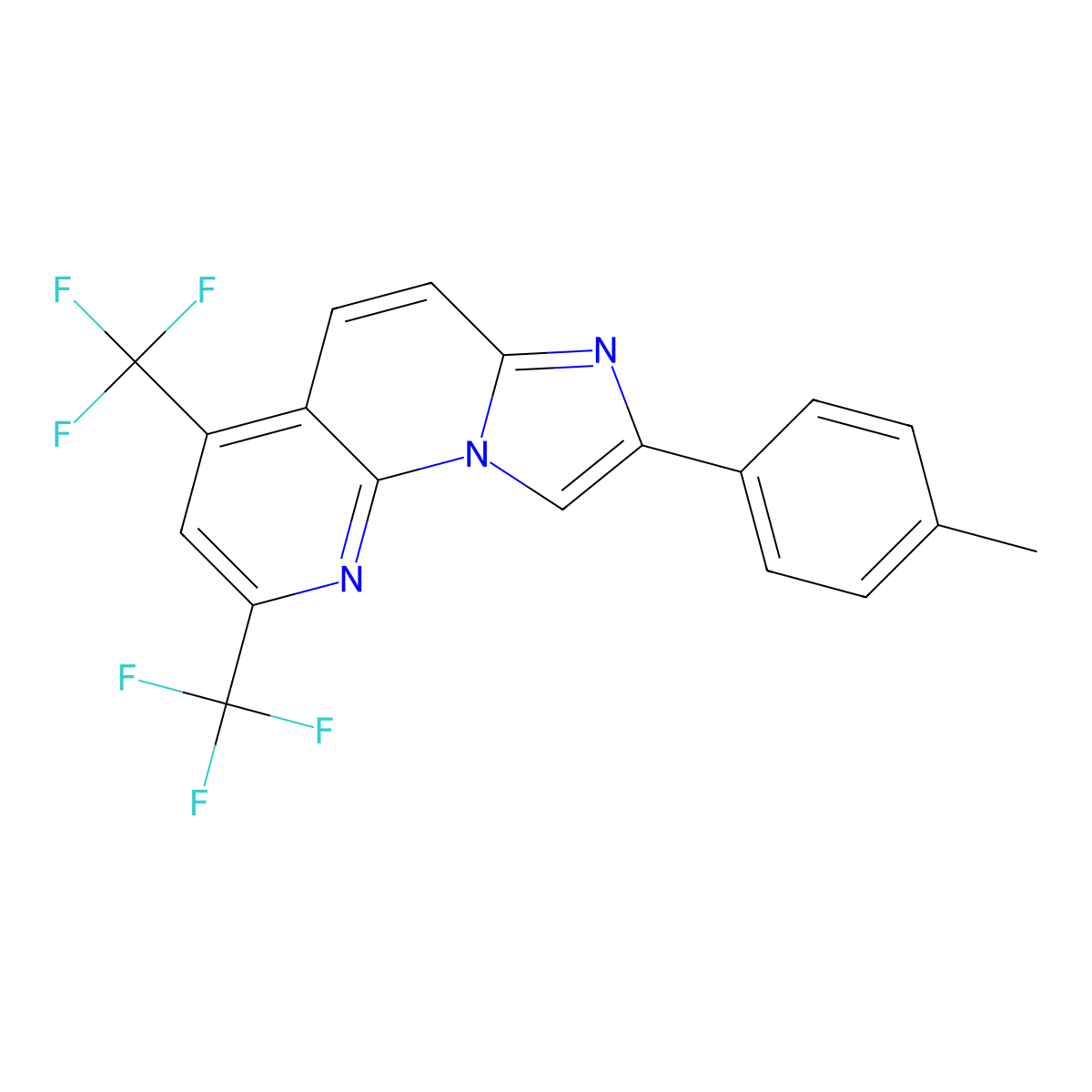8-(4-Methylphenyl)-2,4-bis(trifluoromethyl)imidazo[1,2-a][1,8]naphthyridine molecular structure, CAS 691869-98-4