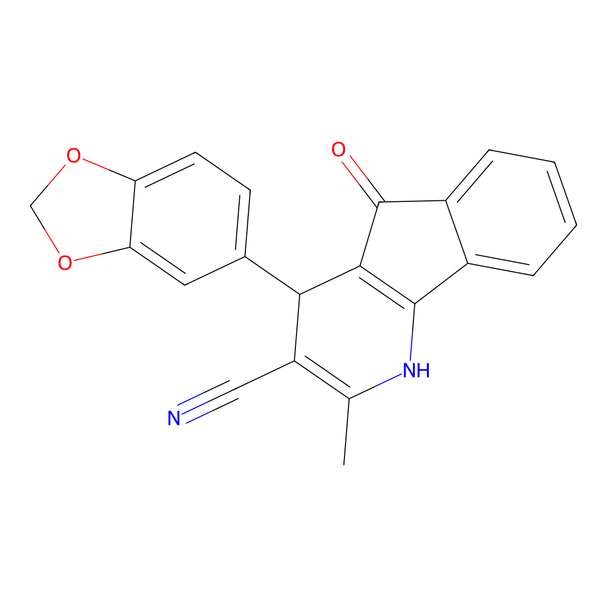 4-(1,3-benzodioxol-5-yl)-2-methyl-5-oxo-4,5-dihydro-1H-indeno[1,2-b]pyridine-3-carbonitrile molecular structure, CAS 691870-02-7