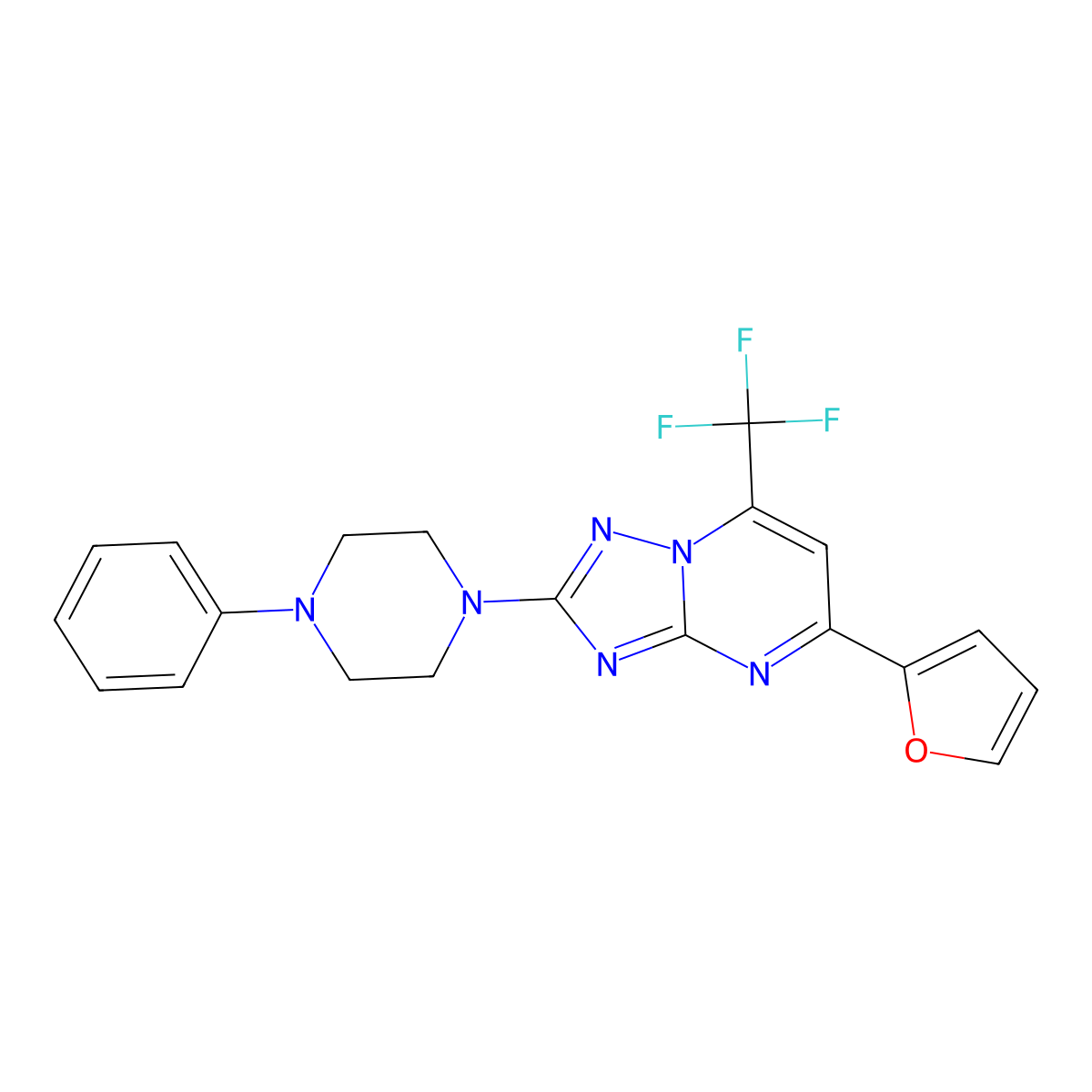 5-(2-Furyl)-2-(4-phenylpiperazino)-7-(trifluoromethyl)[1,2,4]triazolo[1,5-a]pyrimidine molecular structure, CAS 691873-01-5