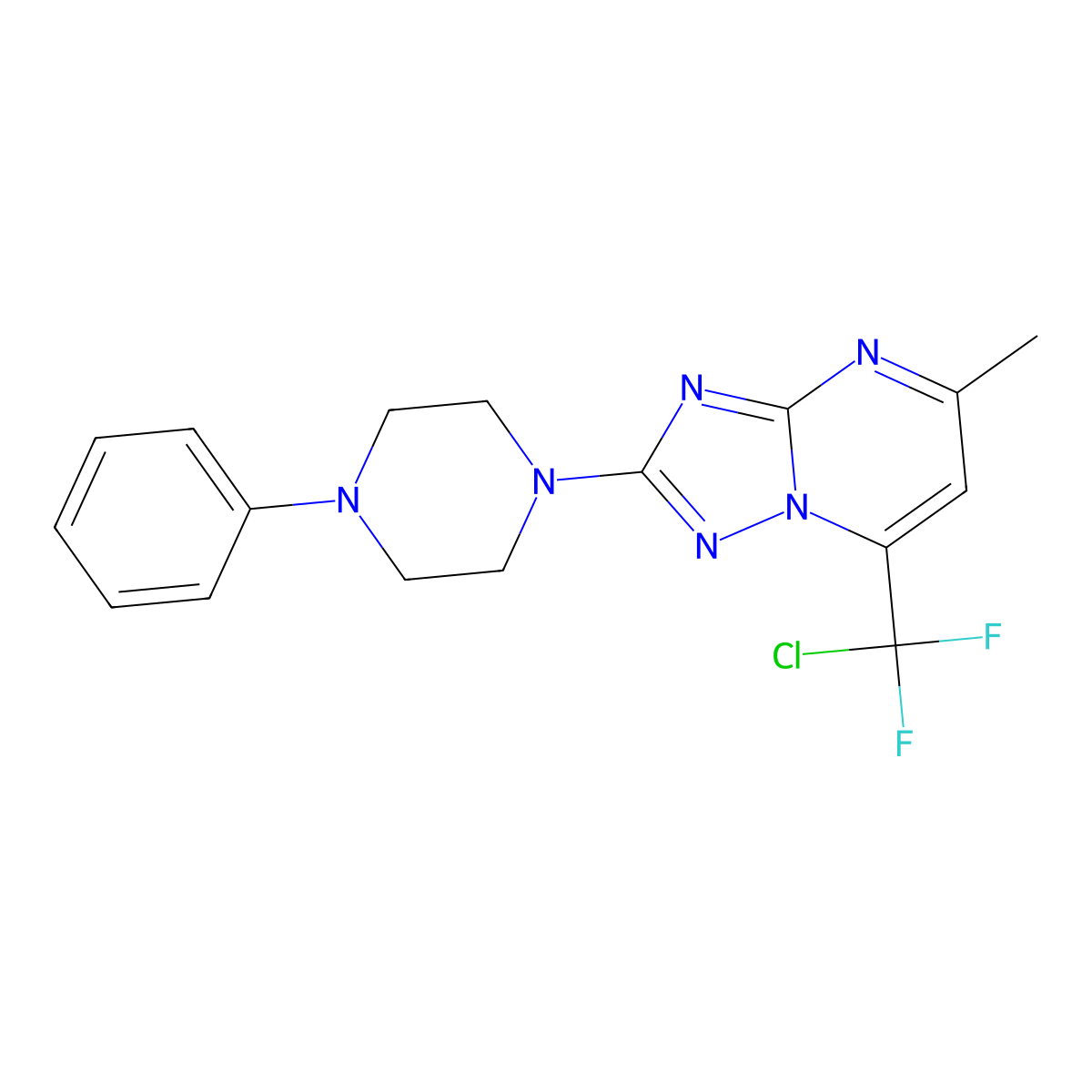 7-[Chloro(difluoro)methyl]-5-methyl-2-(4-phenylpiperazino)[1,2,4]triazolo[1,5-a]pyrimidine molecular structure, CAS 691873-03-7