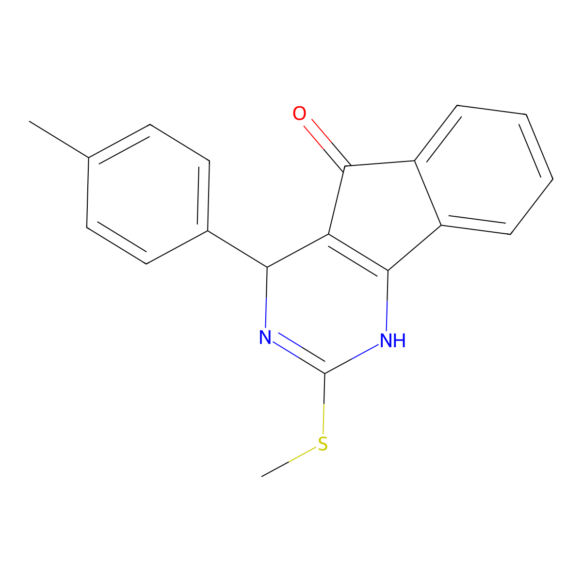 4-(4-methylphenyl)-2-(methylsulfanyl)-1,4-dihydro-5H-indeno[1,2-d]pyrimidin-5-one molecular structure, CAS 691873-08-2