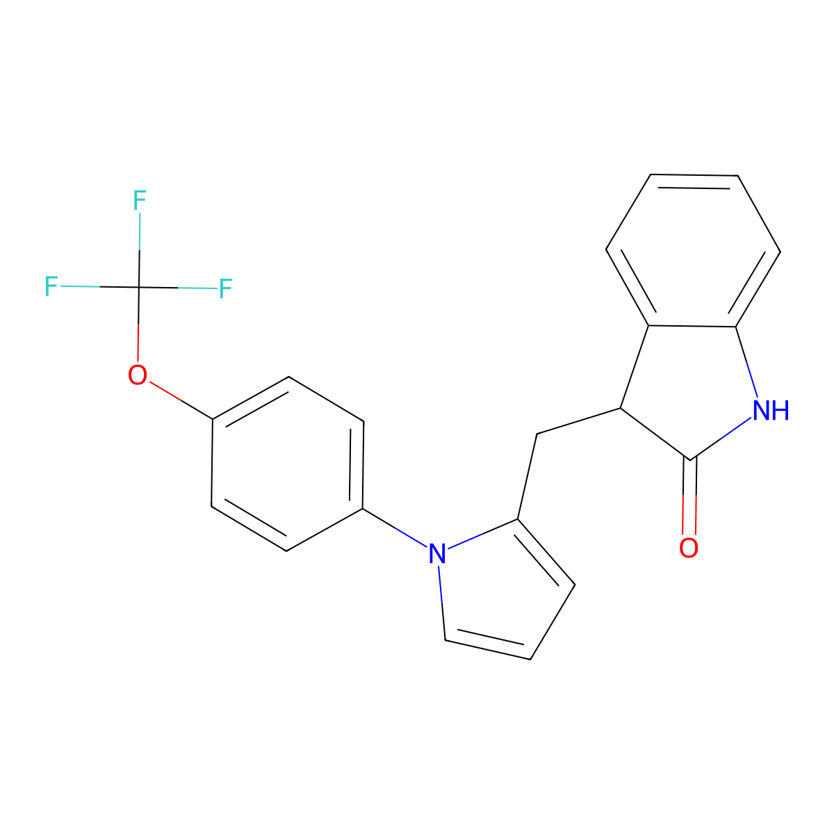 3-({1-[4-(trifluoromethoxy)phenyl]-1H-pyrrol-2-yl}methyl)-1,3-dihydro-2H-indol-2-one molecular structure, CAS 691873-21-9