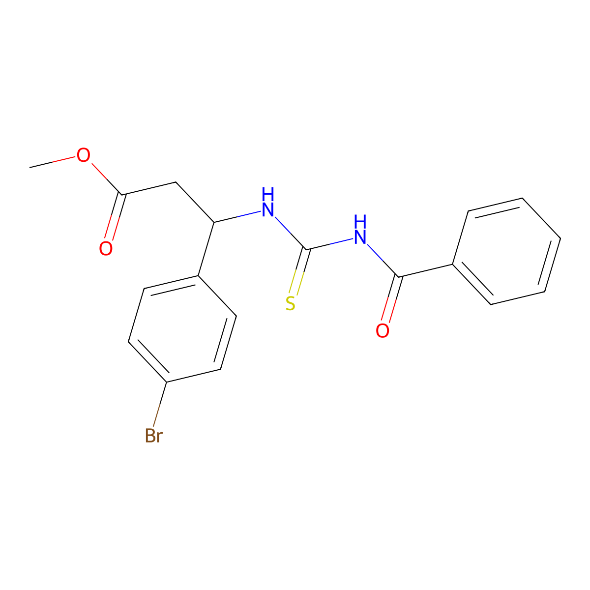 Methyl 3-{[(benzoylamino)carbothioyl]amino}-3-(4-bromophenyl)propanoate molecular structure, CAS 691873-23-1