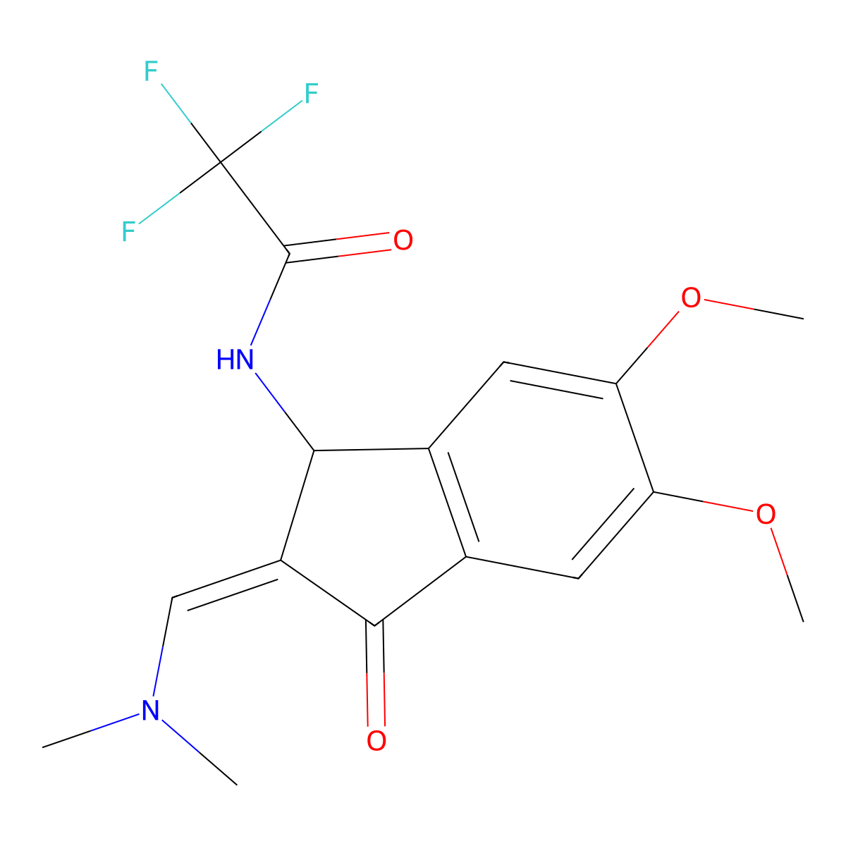 N-[(2Z)-2-[(dimethylamino)methylidene]-5,6-dimethoxy-3-oxo-2,3-dihydro-1H-inden-1-yl]-2,2,2-trifluoroacetamide molecular structure, CAS 691873-24-2