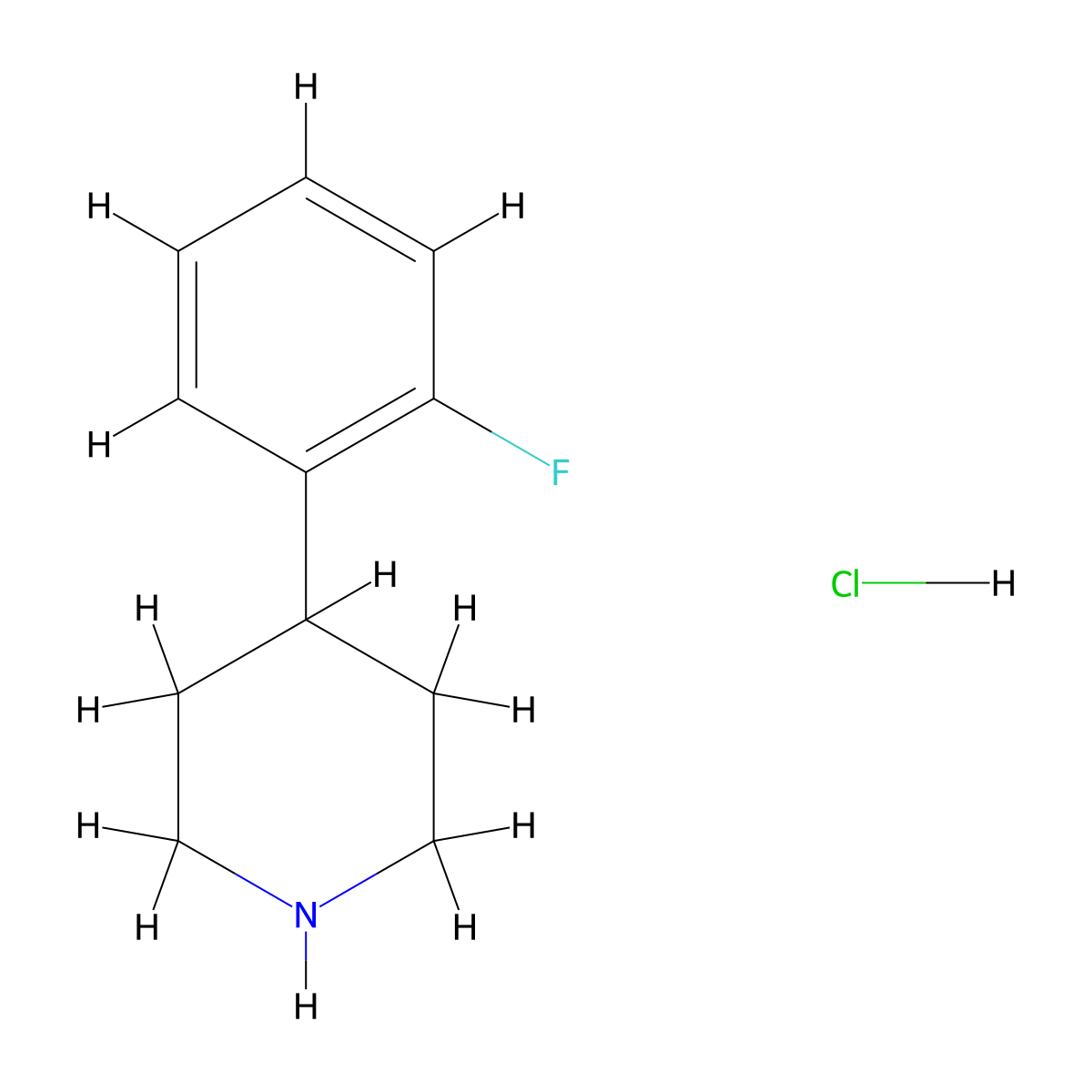 4-(2-Fluorophenyl)piperidine hydrochloride molecular structure, CAS 691875-81-7