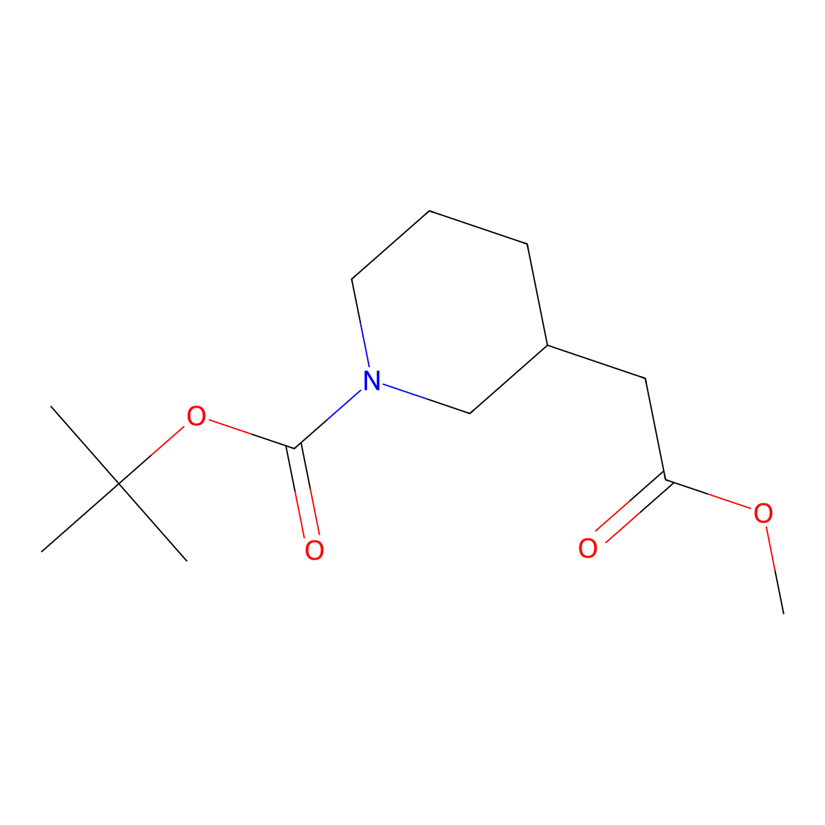 tert-Butyl 3-(2-methoxy-2-oxoethyl)piperidine-1-carboxylate molecular structure, CAS 691876-16-1