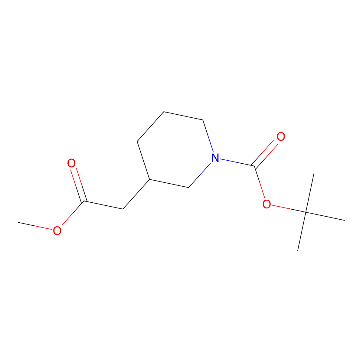tert-Butyl 3-(2-methoxy-2-oxoethyl)piperidine-1-carboxylate molecular structure, CAS 691876-16-1