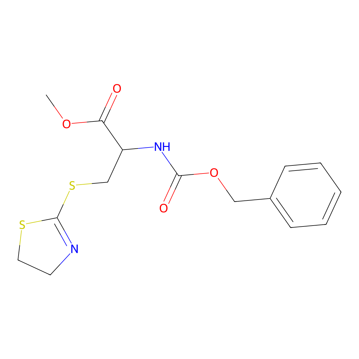 Methyl 2-{[(benzyloxy)carbonyl]amino}-3-(4,5-dihydro-1,3-thiazol-2-ylsulfanyl)propanoate molecular structure, CAS 691880-97-4