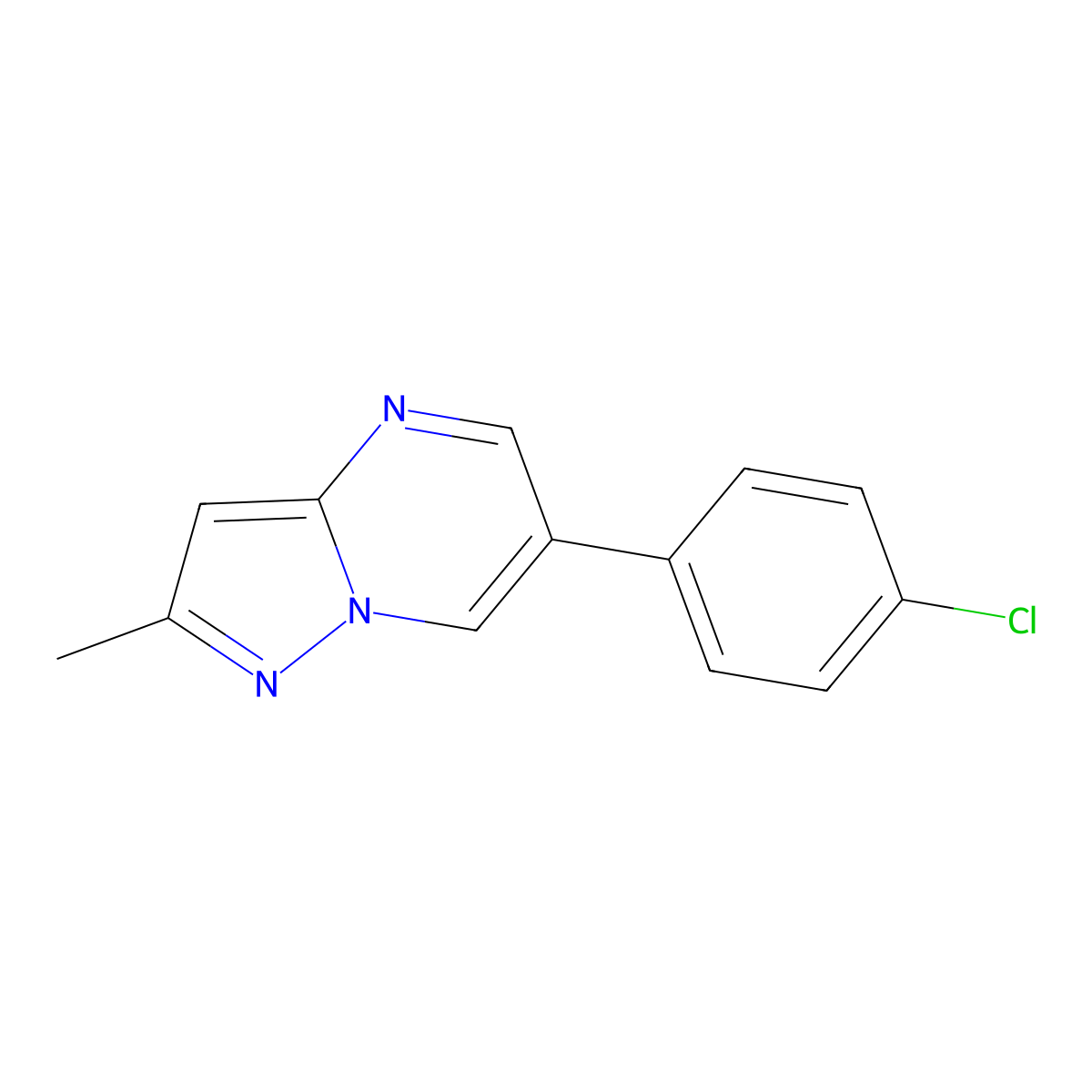 6-(4-Chlorophenyl)-2-methylpyrazolo[1,5-a]pyrimidine molecular structure, CAS 691884-04-5