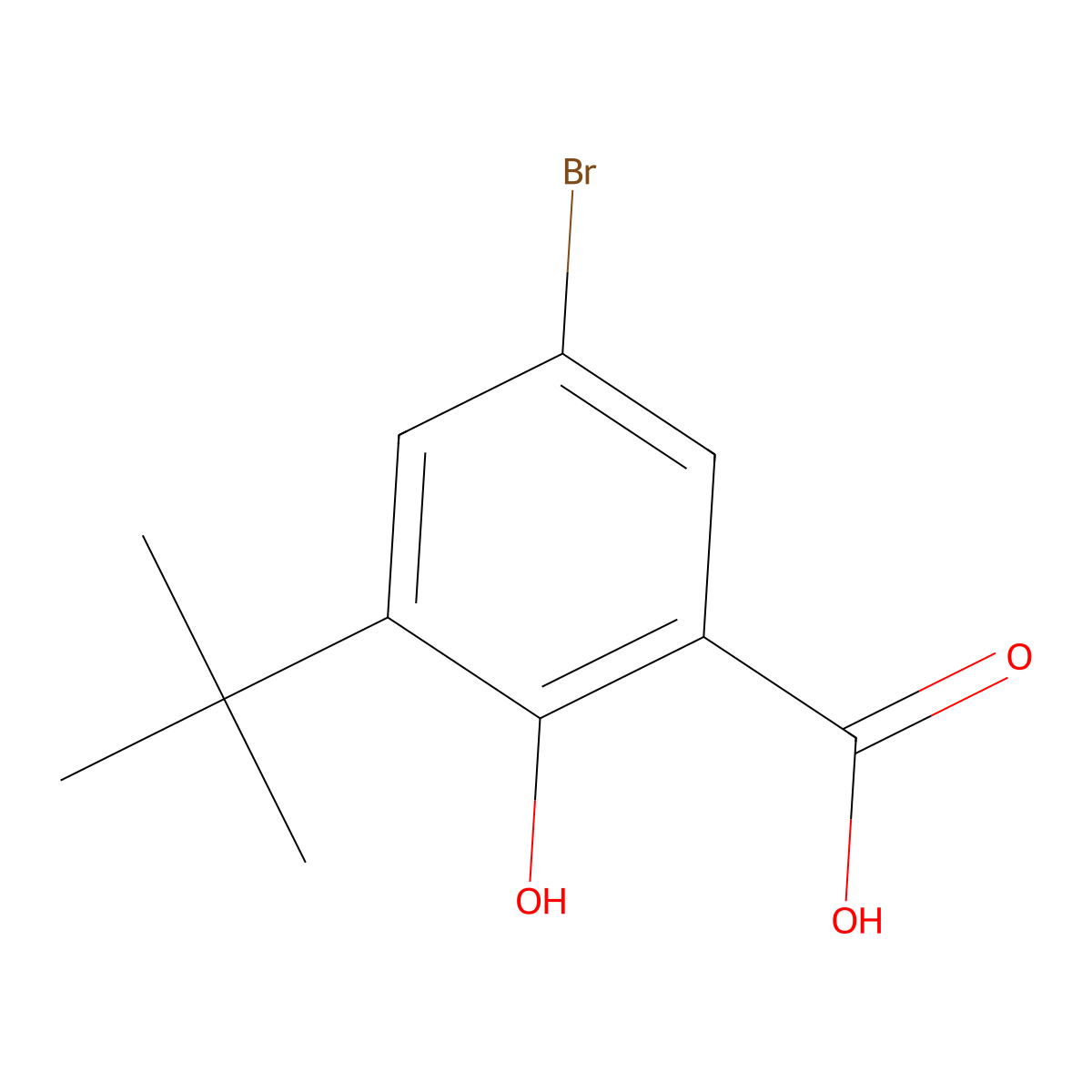 5-Bromo-3-(tert-butyl)-2-hydroxybenzoic acid molecular structure, CAS 691887-85-1