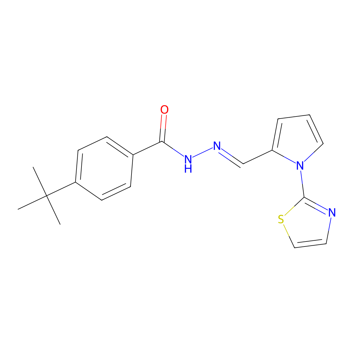 4-tert-butyl-N'-[(1E)-[1-(1,3-thiazol-2-yl)-1H-pyrrol-2-yl]methylidene]benzohydrazide molecular structure, CAS 691887-95-3