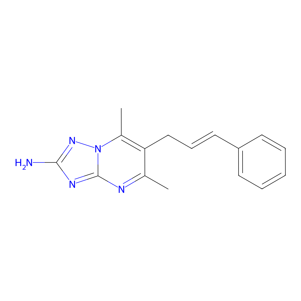 5,7-dimethyl-6-[(E)-3-phenyl-2-propenyl][1,2,4]triazolo[1,5-a]pyrimidin-2-amine molecular structure, CAS 691887-98-6