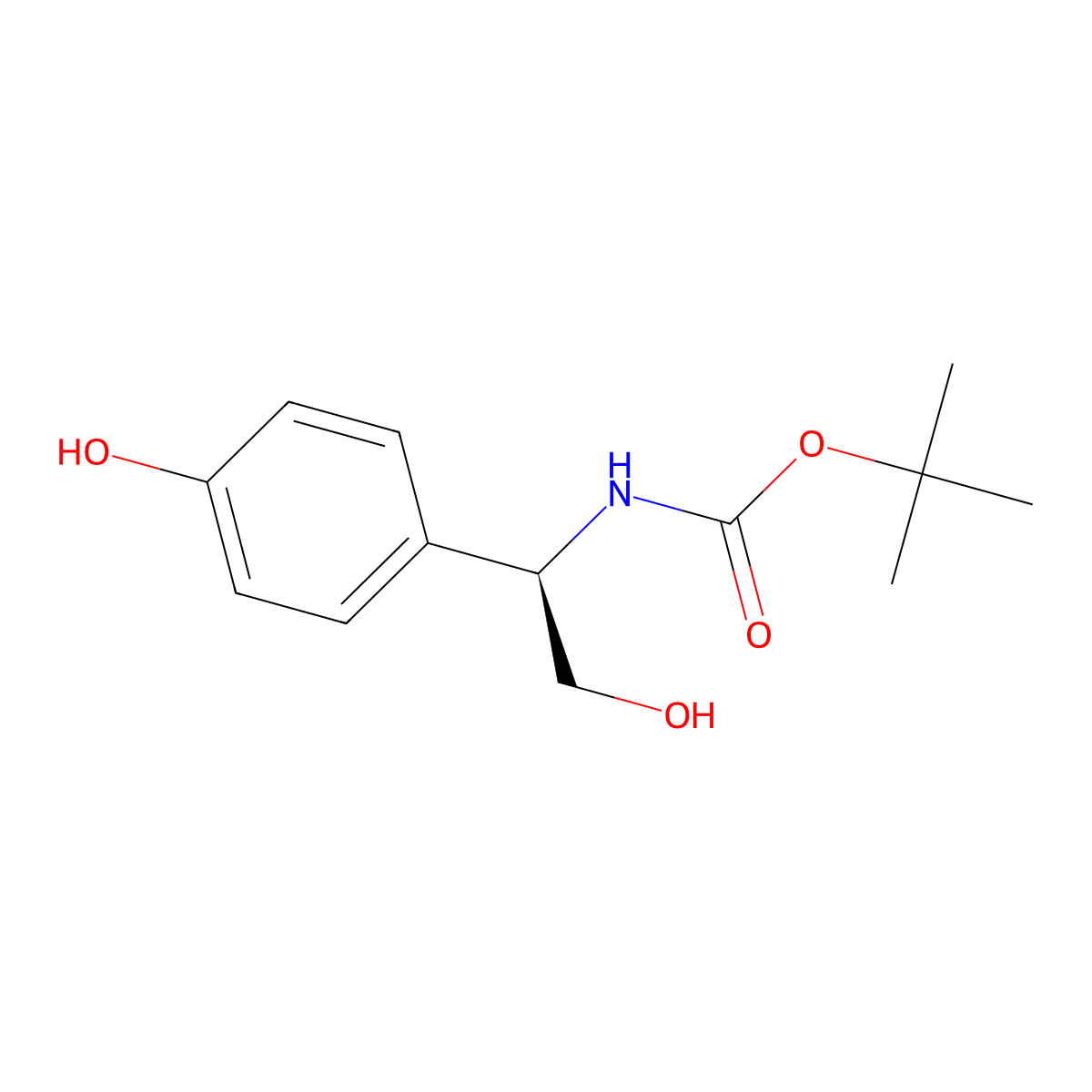 (R)-tert-butyl (2-hydroxy-1-(4-hydroxyphenyl)ethyl)carbamate molecular structure, CAS 691889-35-7