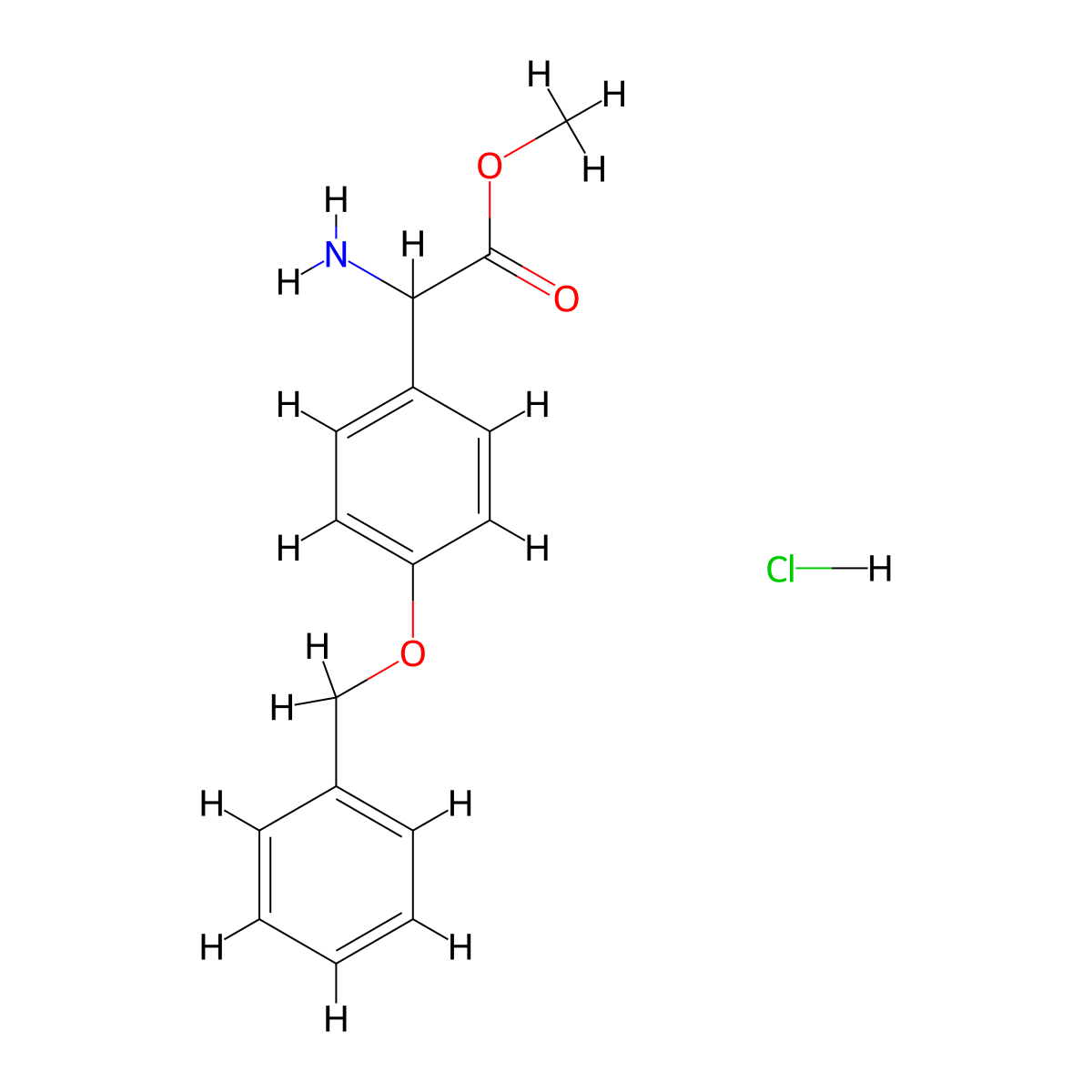 Methyl 2-amino-2-(4-(benzyloxy)phenyl)acetate hydrochloride molecular structure, CAS 69189-06-6