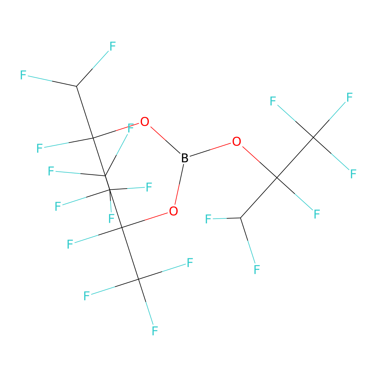 Tris(1,1,1,2,3,3-hexafluoropropan-2-yl) borate molecular structure, CAS 6919-80-8