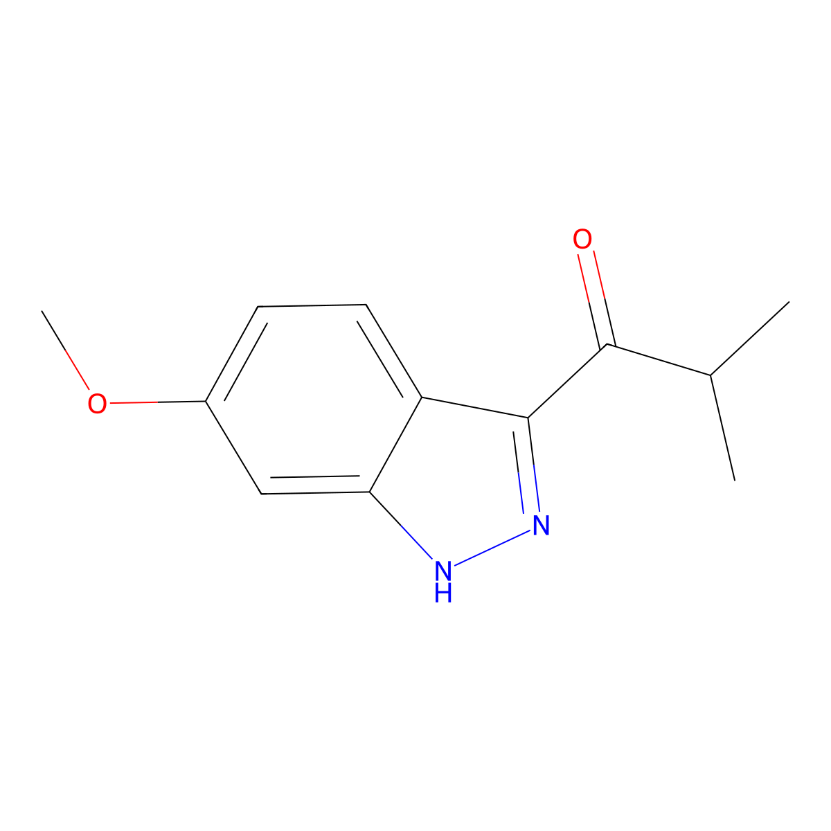 1-(6-methoxy-1H-indazol-3-yl)-2-methylpropan-1-one molecular structure, CAS 691901-08-3