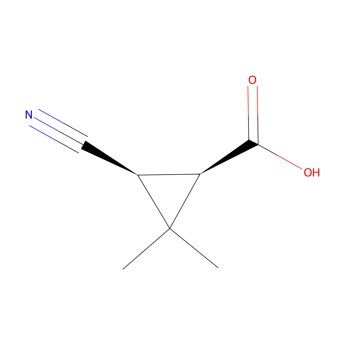 rac-(1R,3S)-3-cyano-2,2-dimethylcyclopropane-1-carboxylic acid molecular structure, CAS 69193-35-7