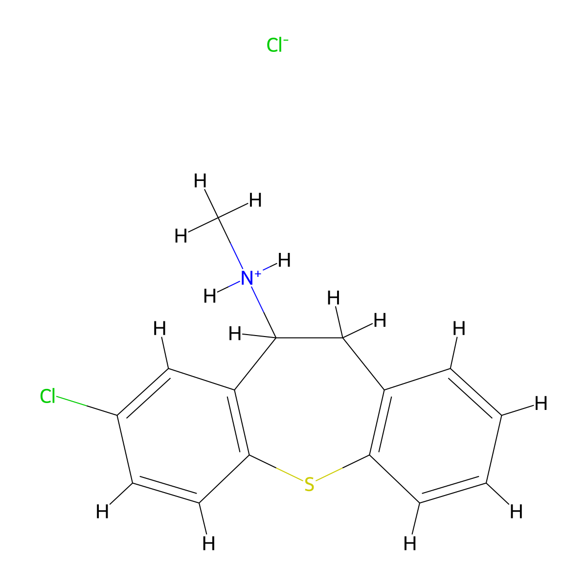 Dibenzo(b,f)thiepin-10-amine, 10,11-dihydro-8-chloro-N-methyl-, hydrochloride molecular structure, CAS 69195-55-7