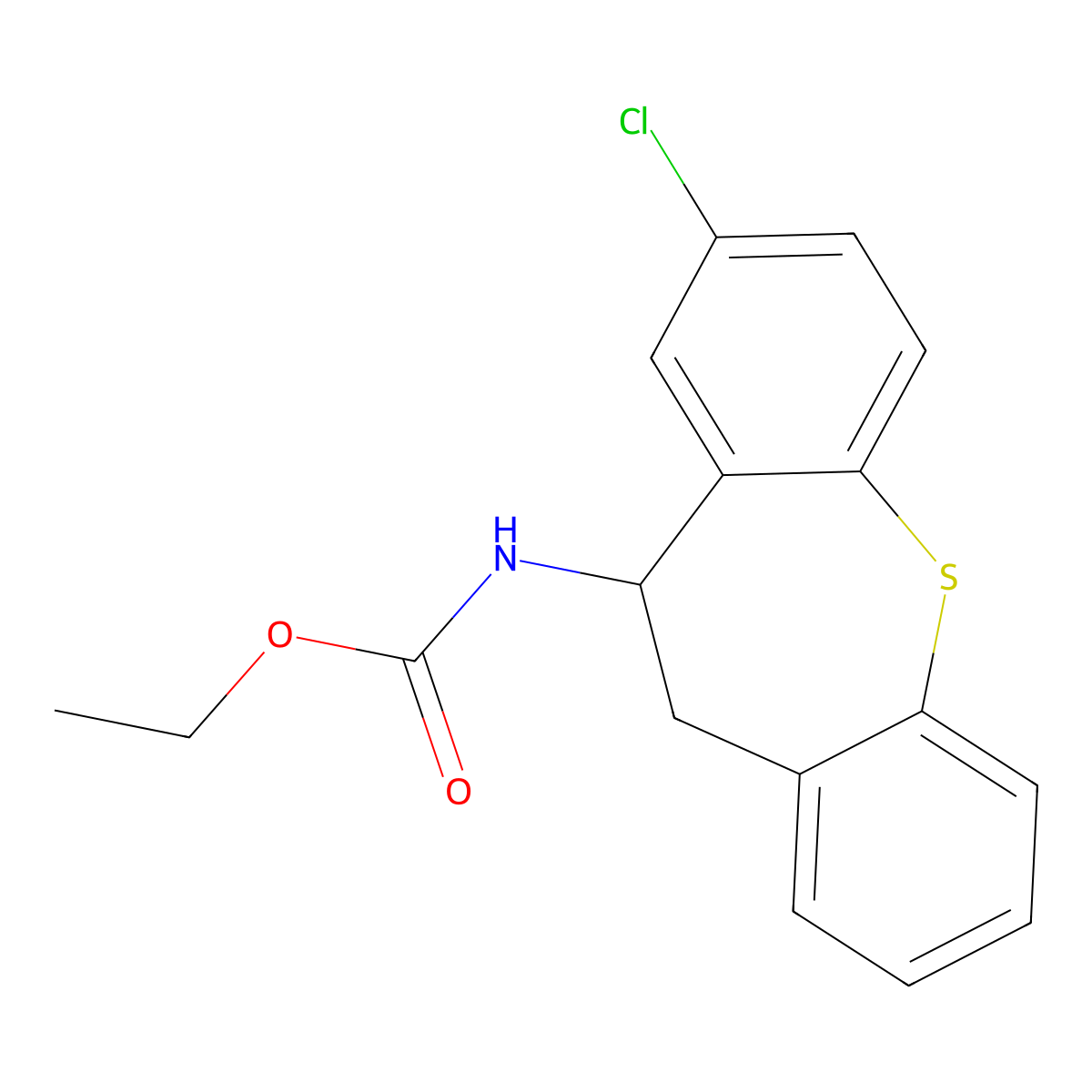 Carbamic acid, (8-chloro-10,11-dihydrodibenzo(b,f)thiepin-10-yl)-, ethyl ester molecular structure, CAS 69195-61-5